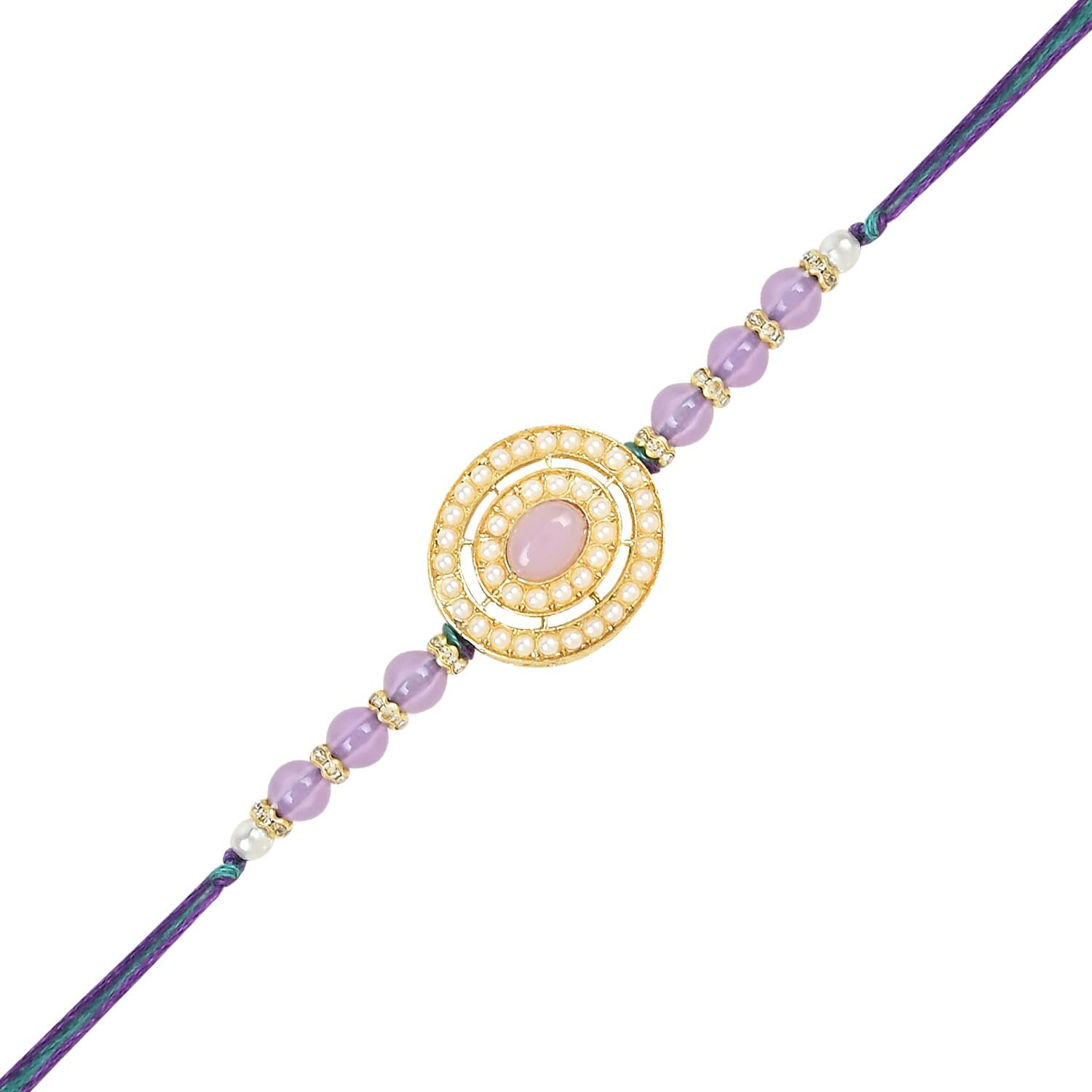 I Jewels Kundan & Pearl Bhaiya Rakhi With Roli Chawal For Brother/Bro/Men With Rakshabandhan Card (R096-4)