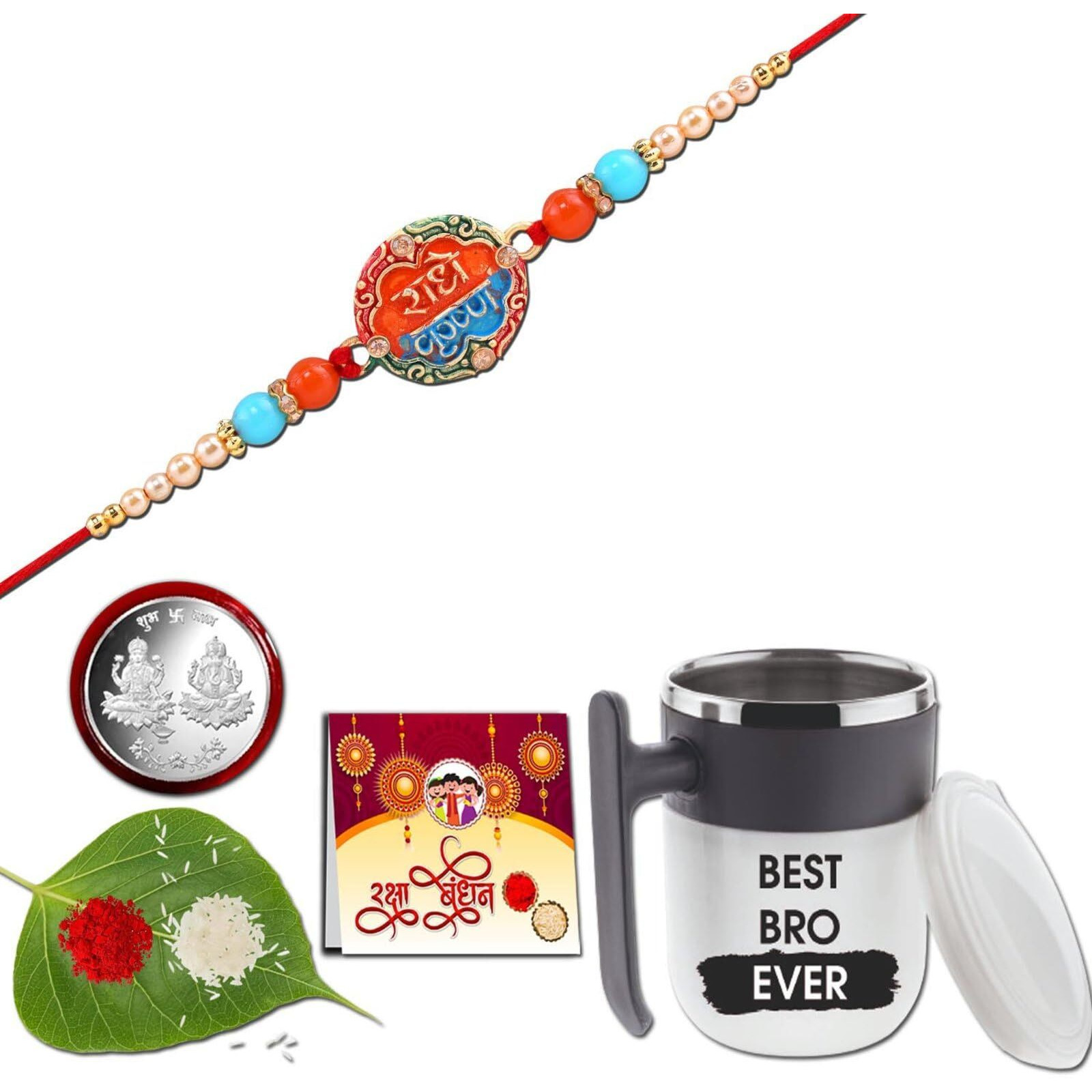 Anshri Rakhi With Mug, Rakhi For Brother, Rakhi Combo,Rakhi With Gift Mug,Rakhi Set,Degine Mug 0002