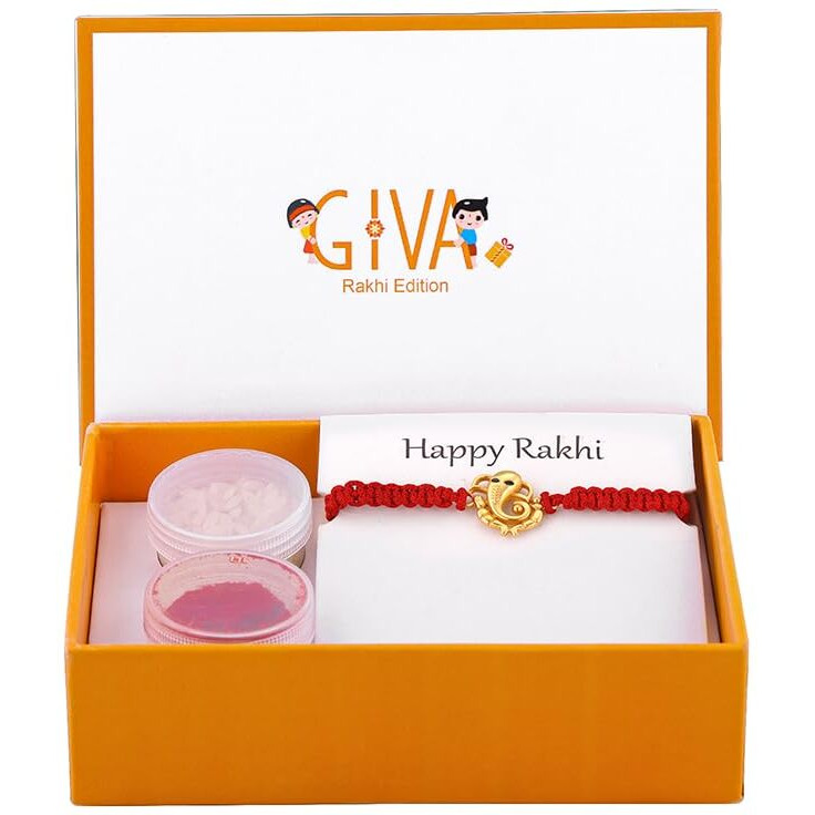 Giva Ganesha Rakhi | Gifts For Men And Boys | With Certificate Of Authenticity And 925 Stamp | 6 Months Warranty*