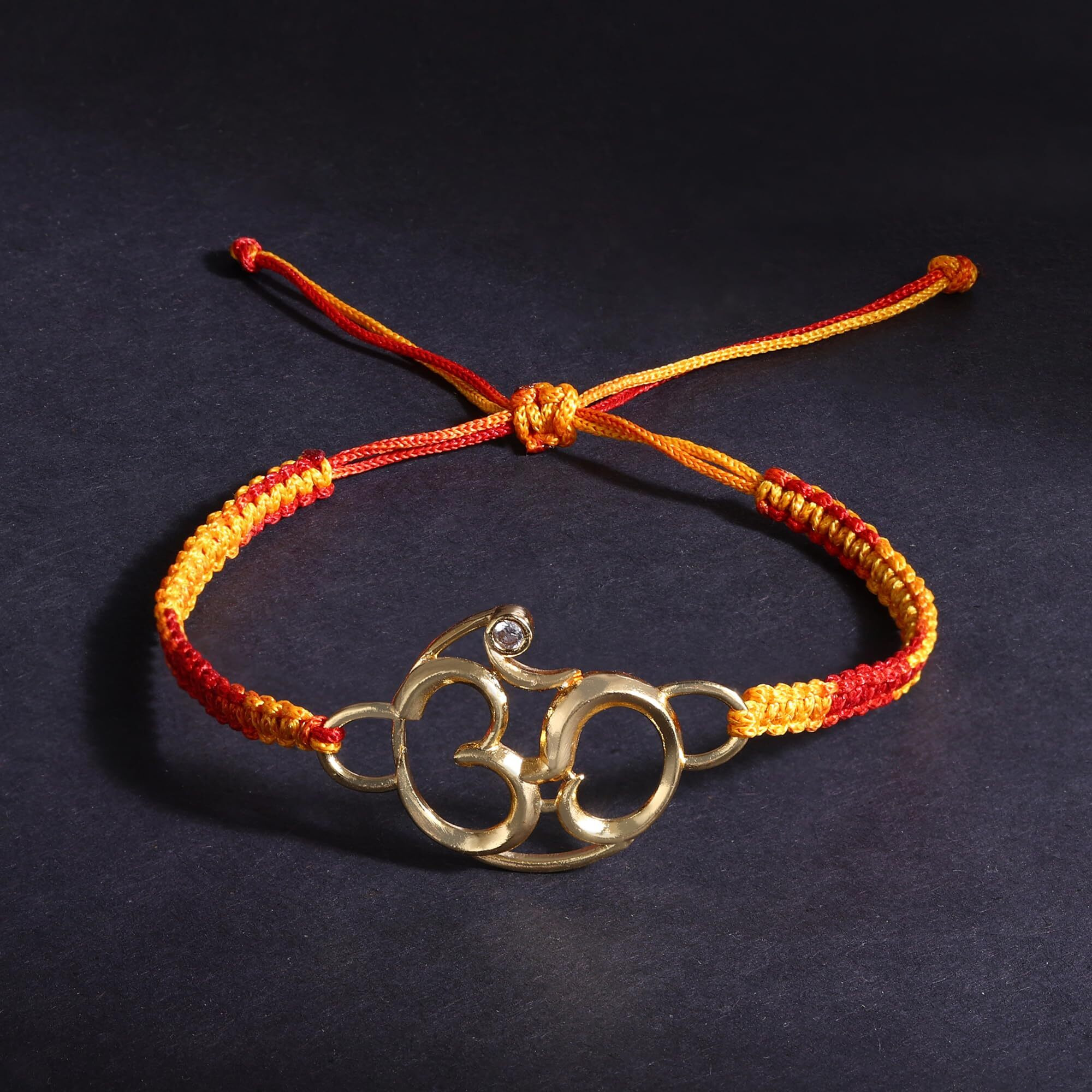 Minutiae Mens Rakhi Gift For Brother With Gold Plated Om Pendant | Religious And Designer Rakhi Bracelet For Raksha Bandhan/Rakshabandhan |