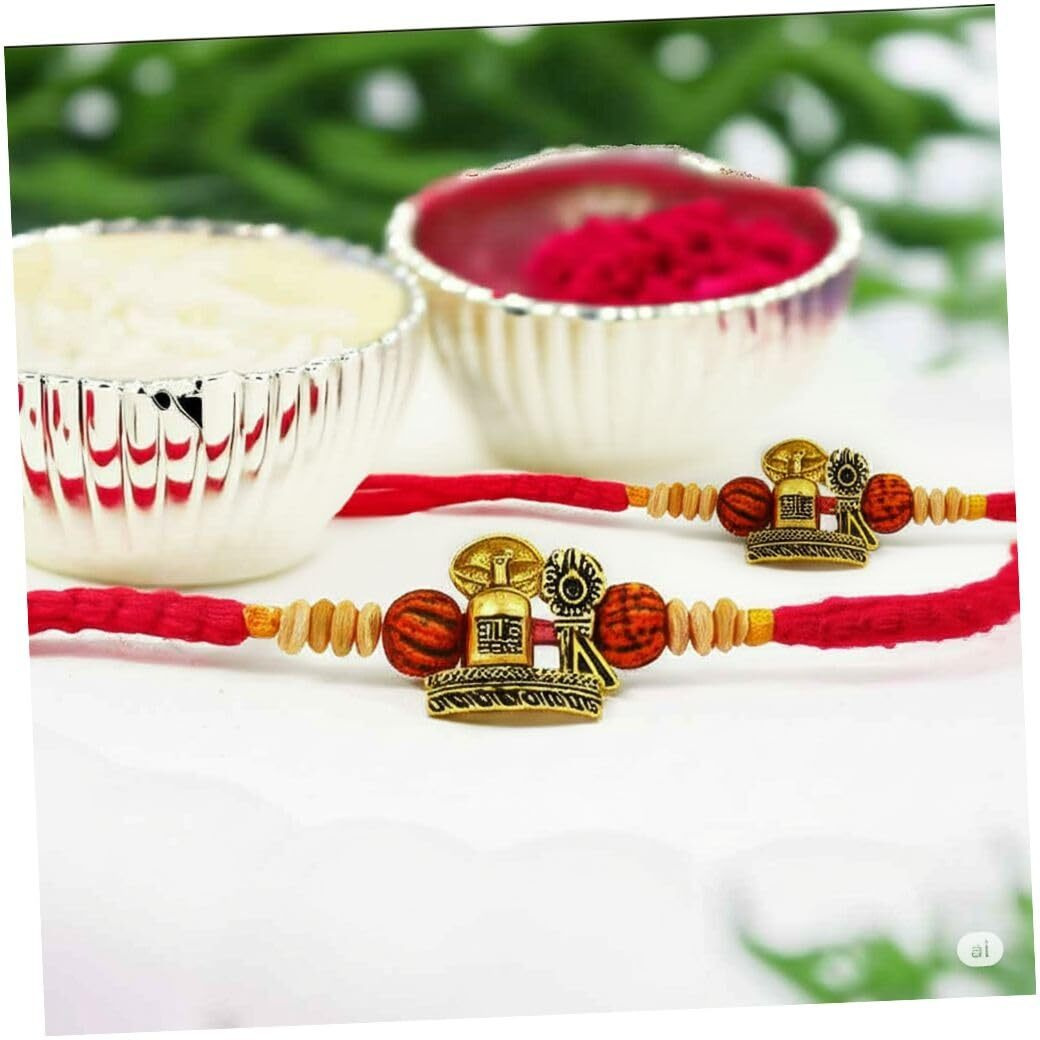 I Jewels Lord Shiva Rakhi With Roli Chawal & Rakshabandhan Card For Men/Bro/Brother (R379-2) (Pack Of 2)