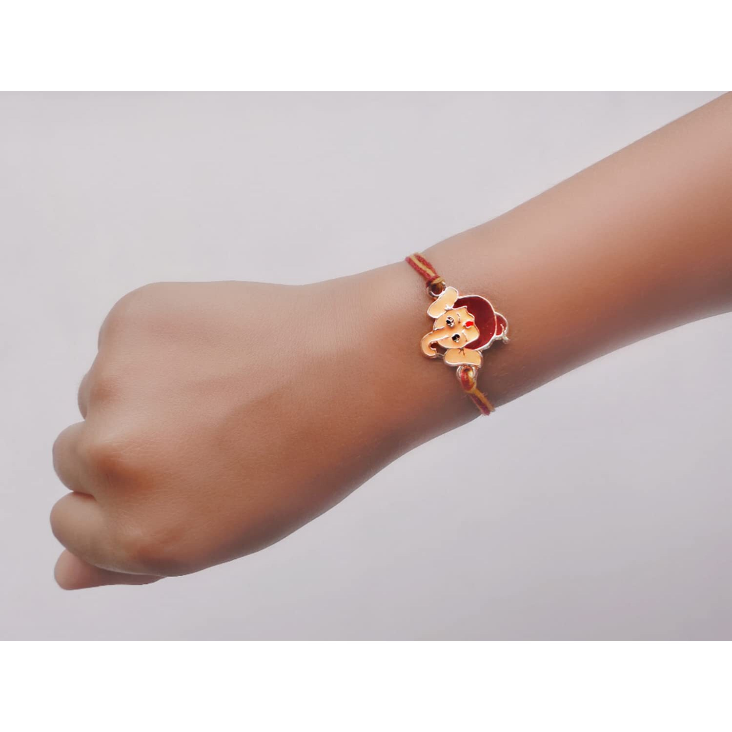 Mahi Rose Gold Plated Meena Work Childern's Favourite Bal Ganesha Rakhi For Kids (Ra1100669Z)