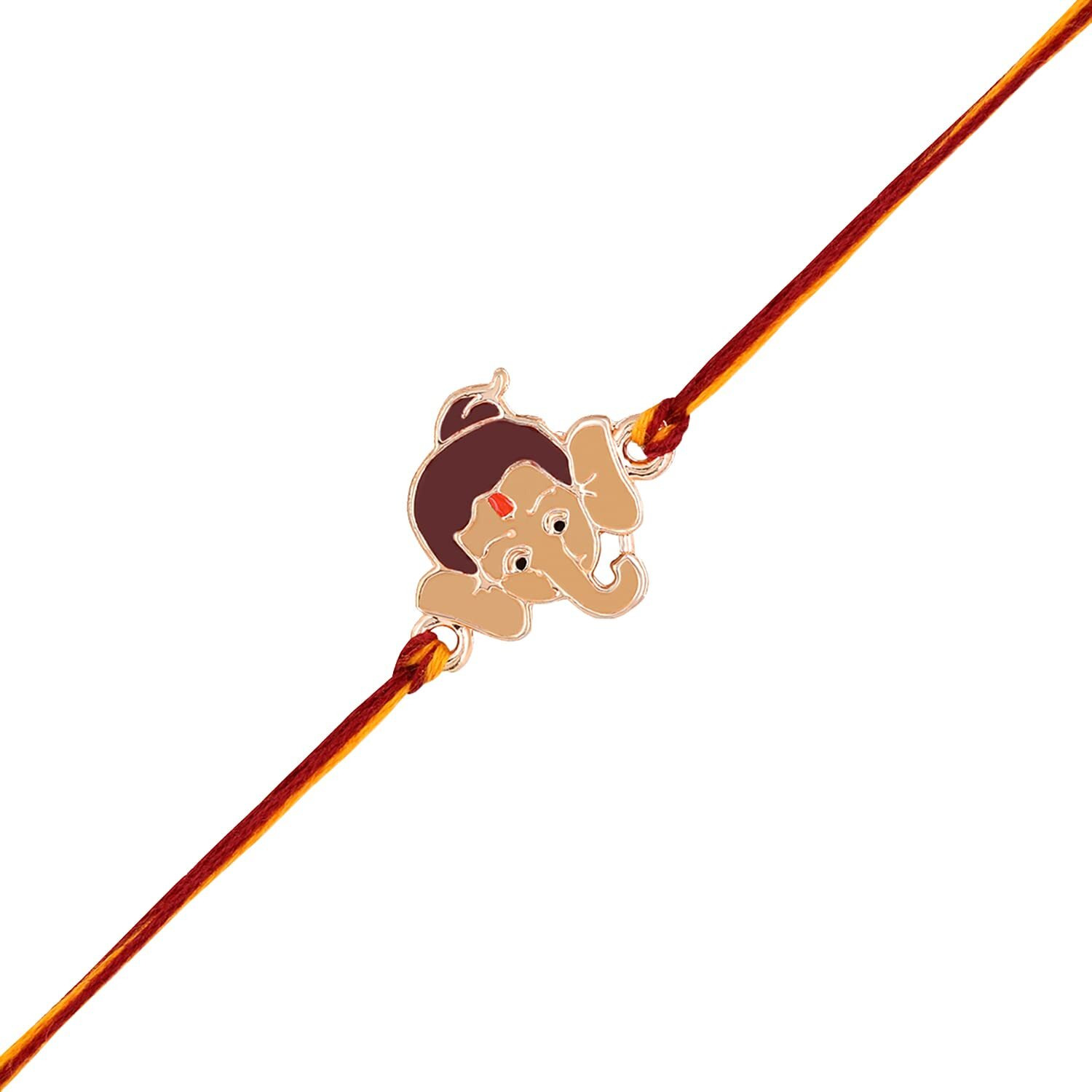 Mahi Rose Gold Plated Meena Work Childern's Favourite Bal Ganesha Rakhi For Kids (Ra1100669Z)