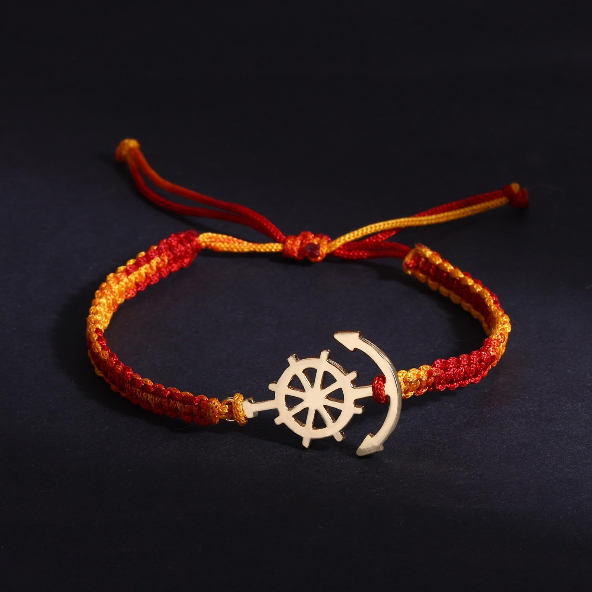 Minutiae Mens Rakhi Gift For Brother With Gold Plated Anchor Symbol | Designer Rakhi Bracelet For Raksha Bandhan/Rakshabandhan