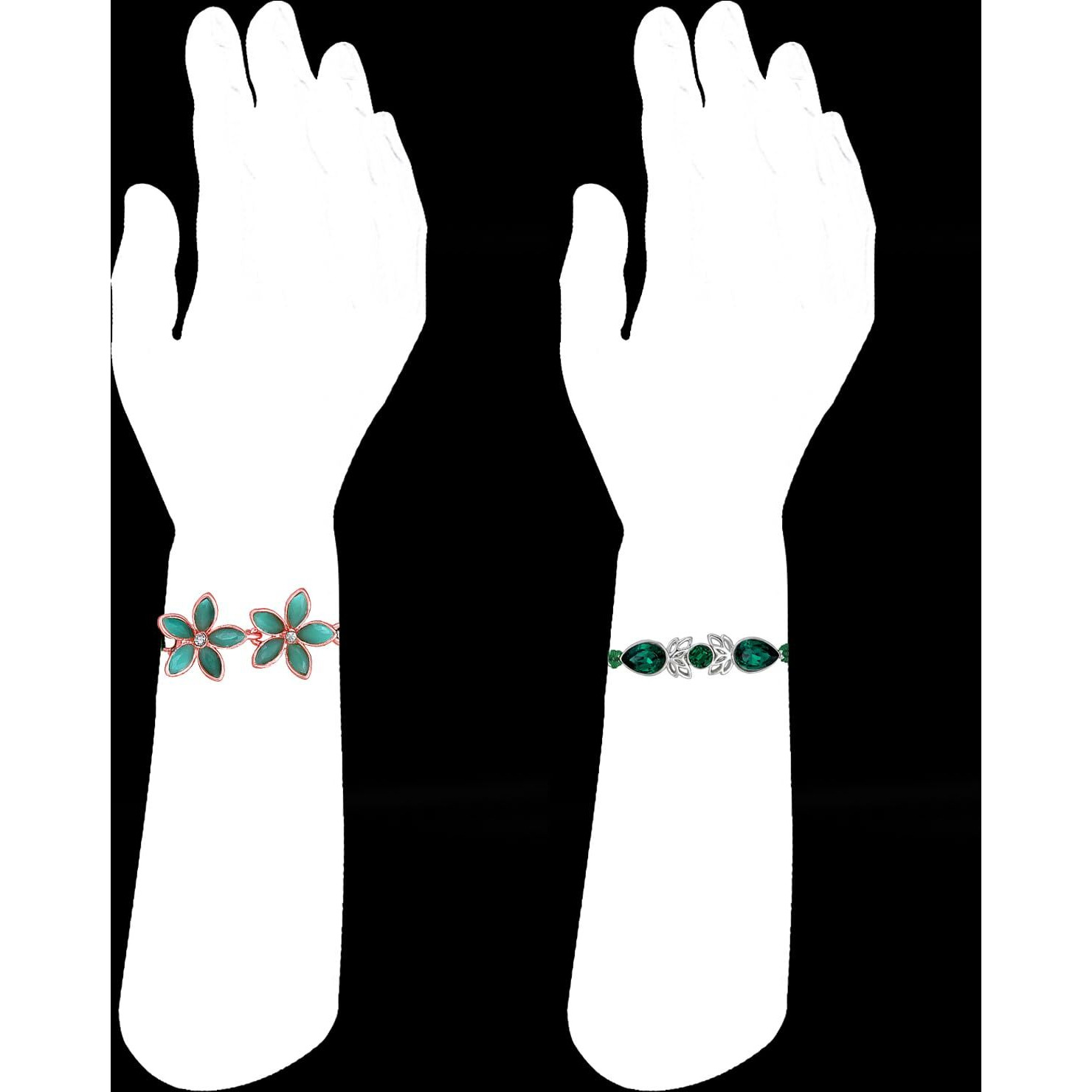 Mahi Combo Of Two Beautiful Rakhis With Green And White Crystals For Brothers (Rco1105524M)