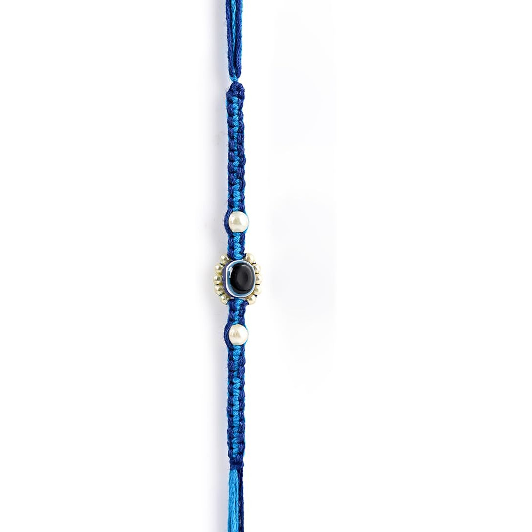 Chottey Lal And Sons Thread Rakhi Evil Eye Bracelet For Brother || Rakshabandhan Special Multicolor Beads Dora Rakhi Set For Mens - Blue