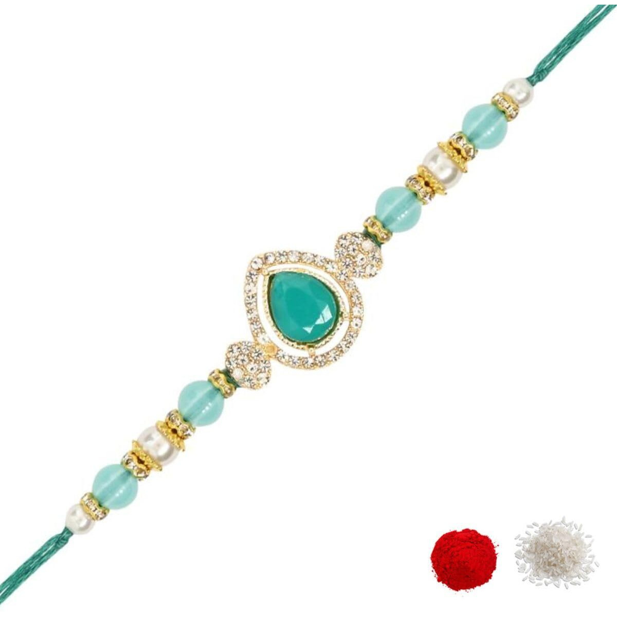 I Jewels Kundan & Pearl Bhaiya Rakhi With Roli Chawal For Brother/Bro/Men With Rakshabandhan Card (R164)