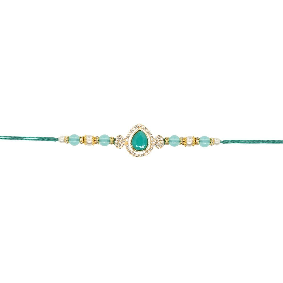 I Jewels Kundan & Pearl Bhaiya Rakhi With Roli Chawal For Brother/Bro/Men With Rakshabandhan Card (R164)