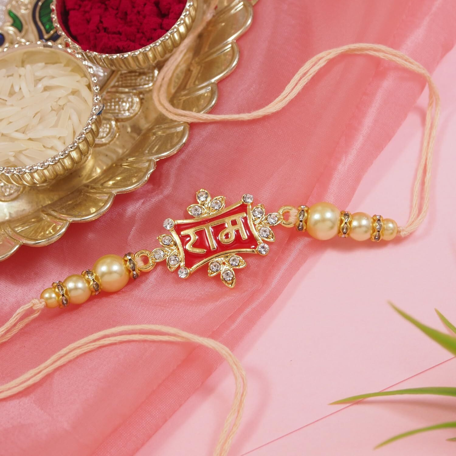 I Jewels Set Of 2 Ram Rakhi For Men With Roli Chawal & Rakshabandhan Card For Brother/Bro/Bhaiya (R300Or-Re)