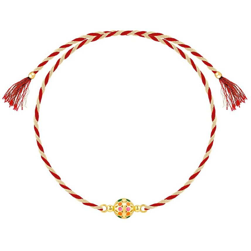 Giva 925 Silver Golden Charming Ball Rakhi|Raksha Bandhan Rakhi For Brother | Gift For Men & Boys| With Certificate Of Authenticity And 925 Stamp