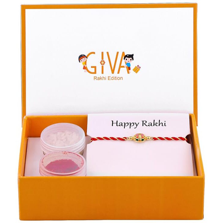 Giva 925 Silver Golden Charming Ball Rakhi|Raksha Bandhan Rakhi For Brother | Gift For Men & Boys| With Certificate Of Authenticity And 925 Stamp