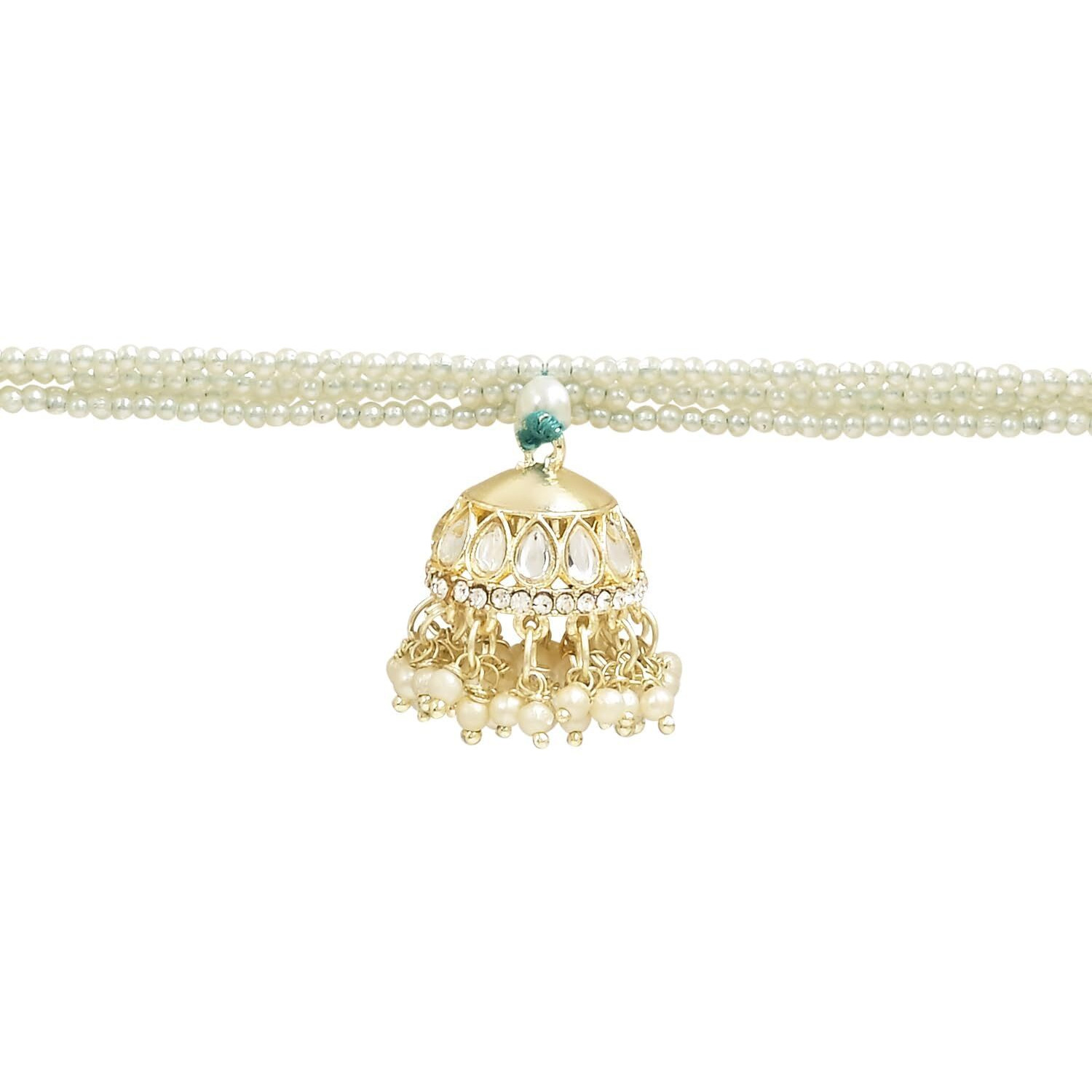 I Jewels Mens Kundan & Pearl Hanging Bhaiya Bhabhi Lumba Rakhi Combo Set With Roli Chawal And Rakshabandhan Card (Style 2)