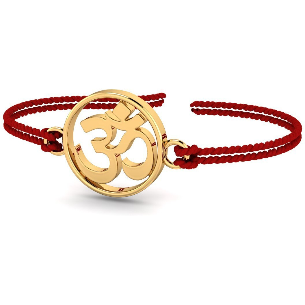 Kuberbox 18K The Aum Om Gold Rakhi For Brother Raksha Bandhan Thread Gift Roli Chawal Premium