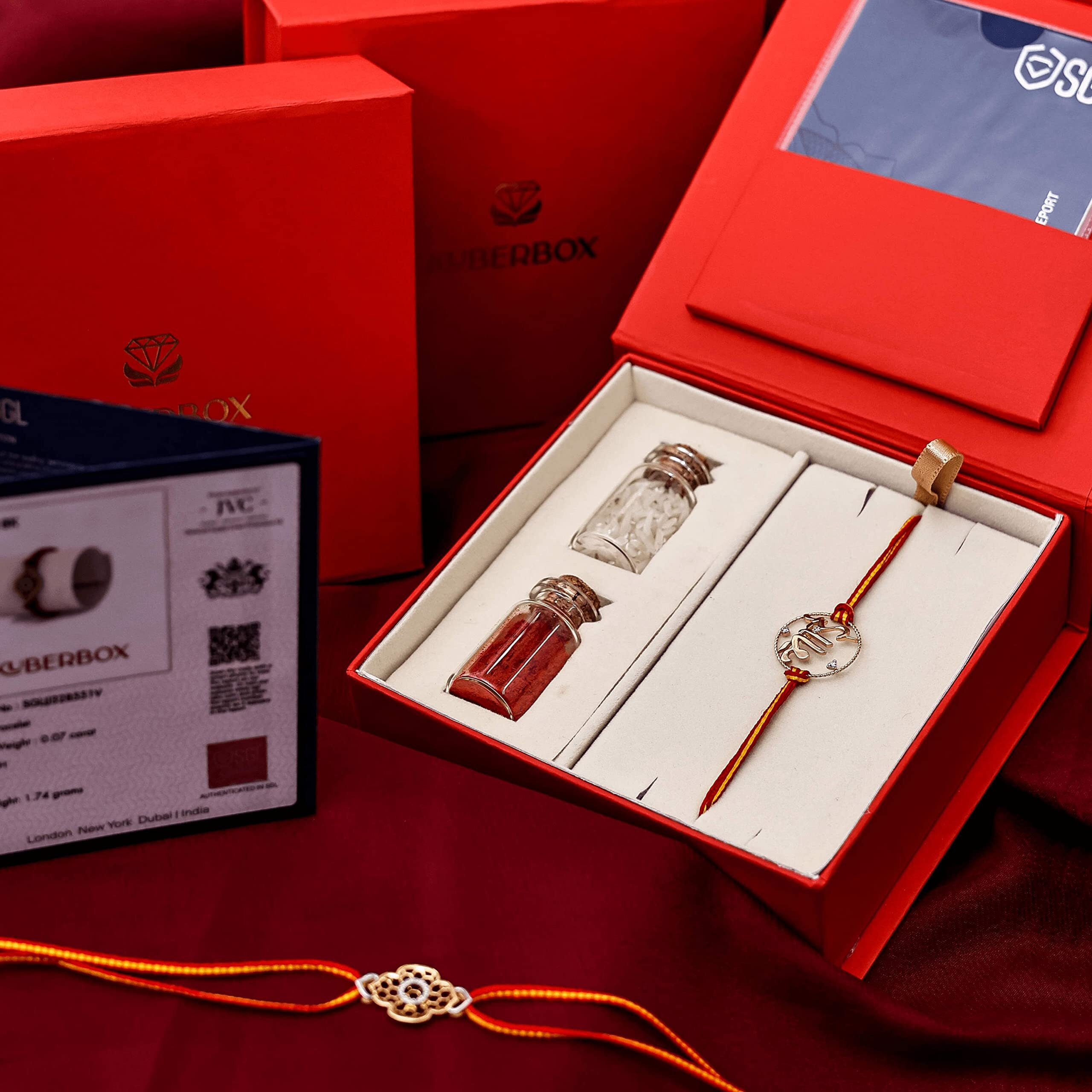 Kuberbox 18K The Aum Om Gold Rakhi For Brother Raksha Bandhan Thread Gift Roli Chawal Premium