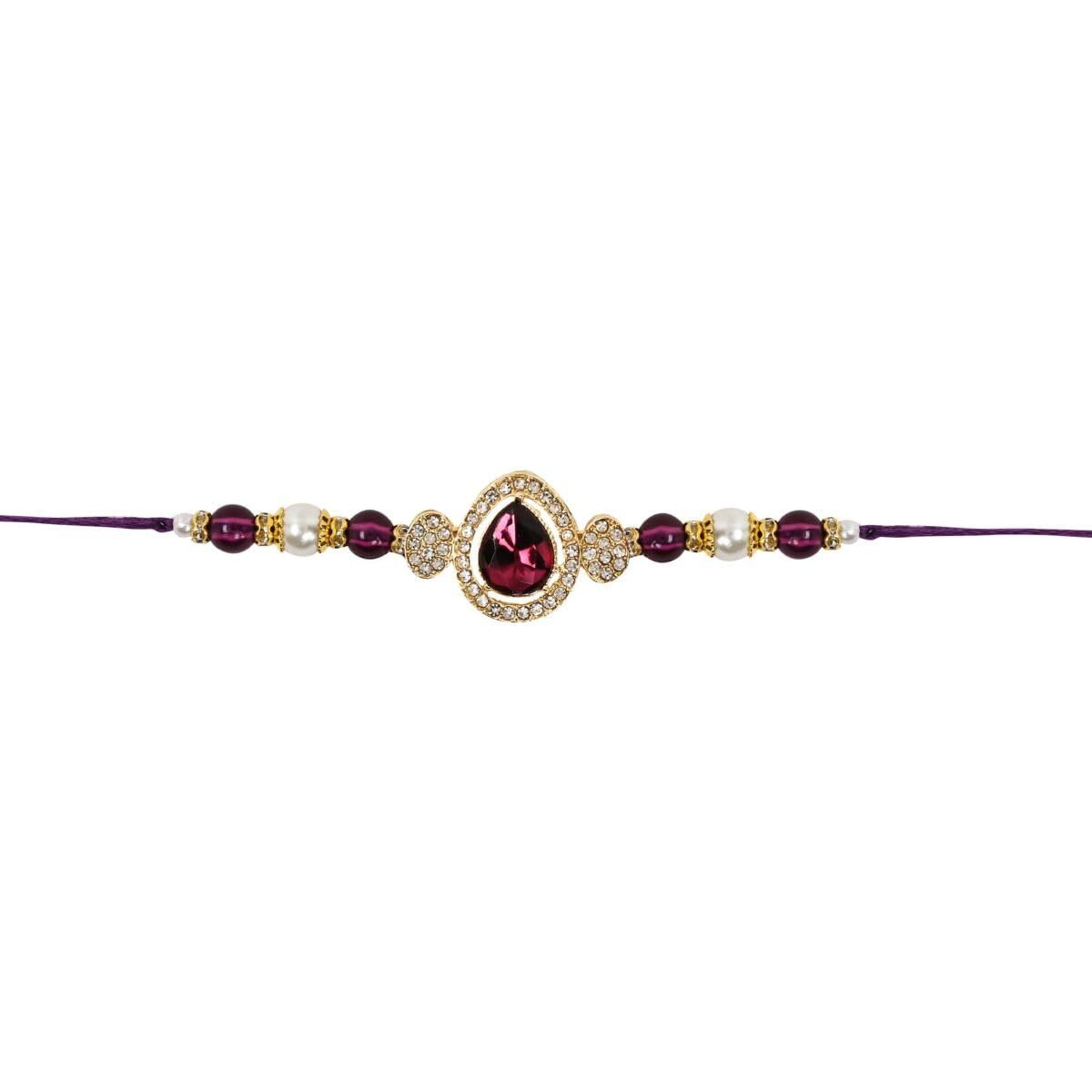 I Jewels Pearl Bhaiya Rakhi With Roli Chawal & Rakshabandhan Card For Brother/Bro/Men