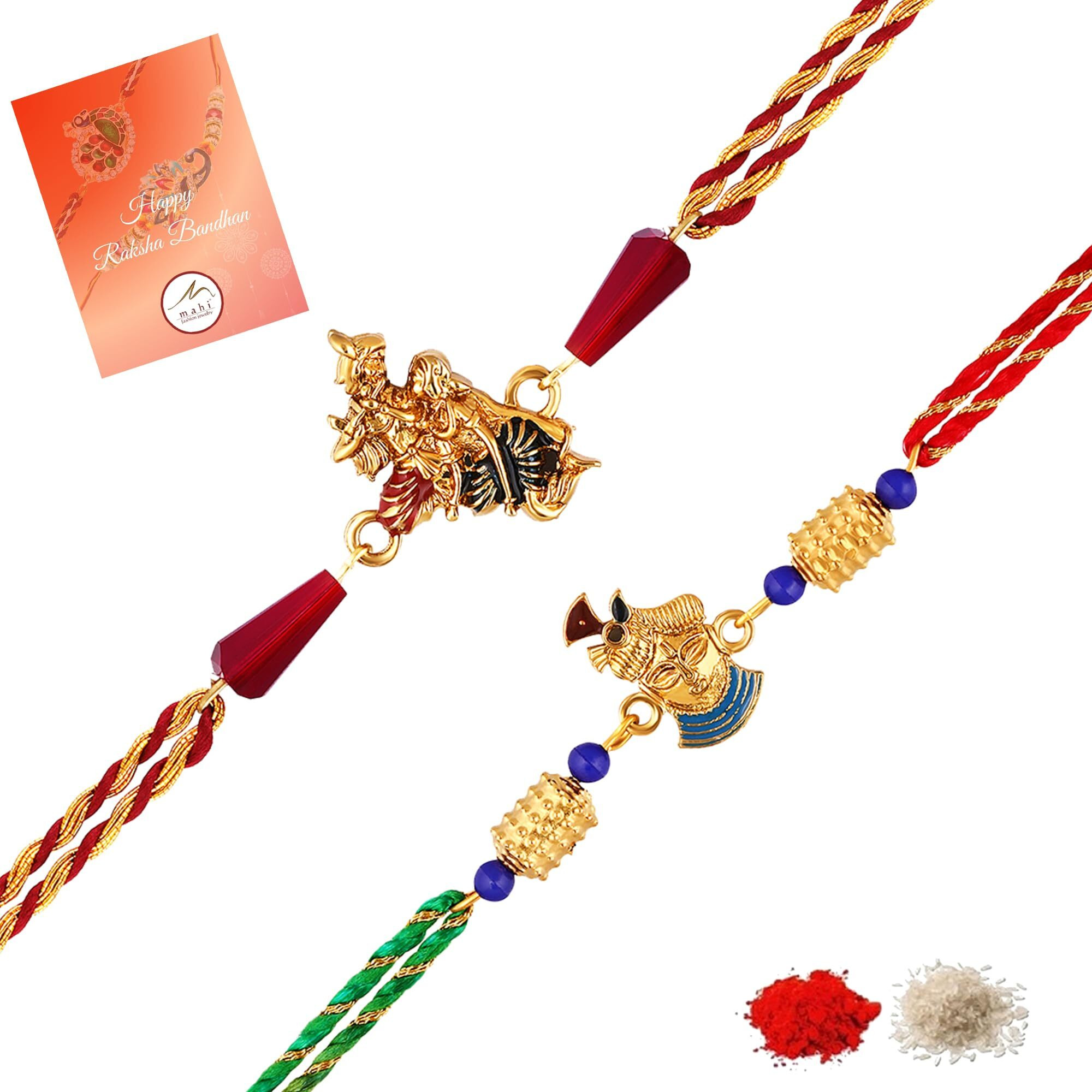 Mahi Meenakari Work Combo Of Radha Krishna Rakhis For Bhaiya, Brother, Bhai, Bro (Rco1105700G)