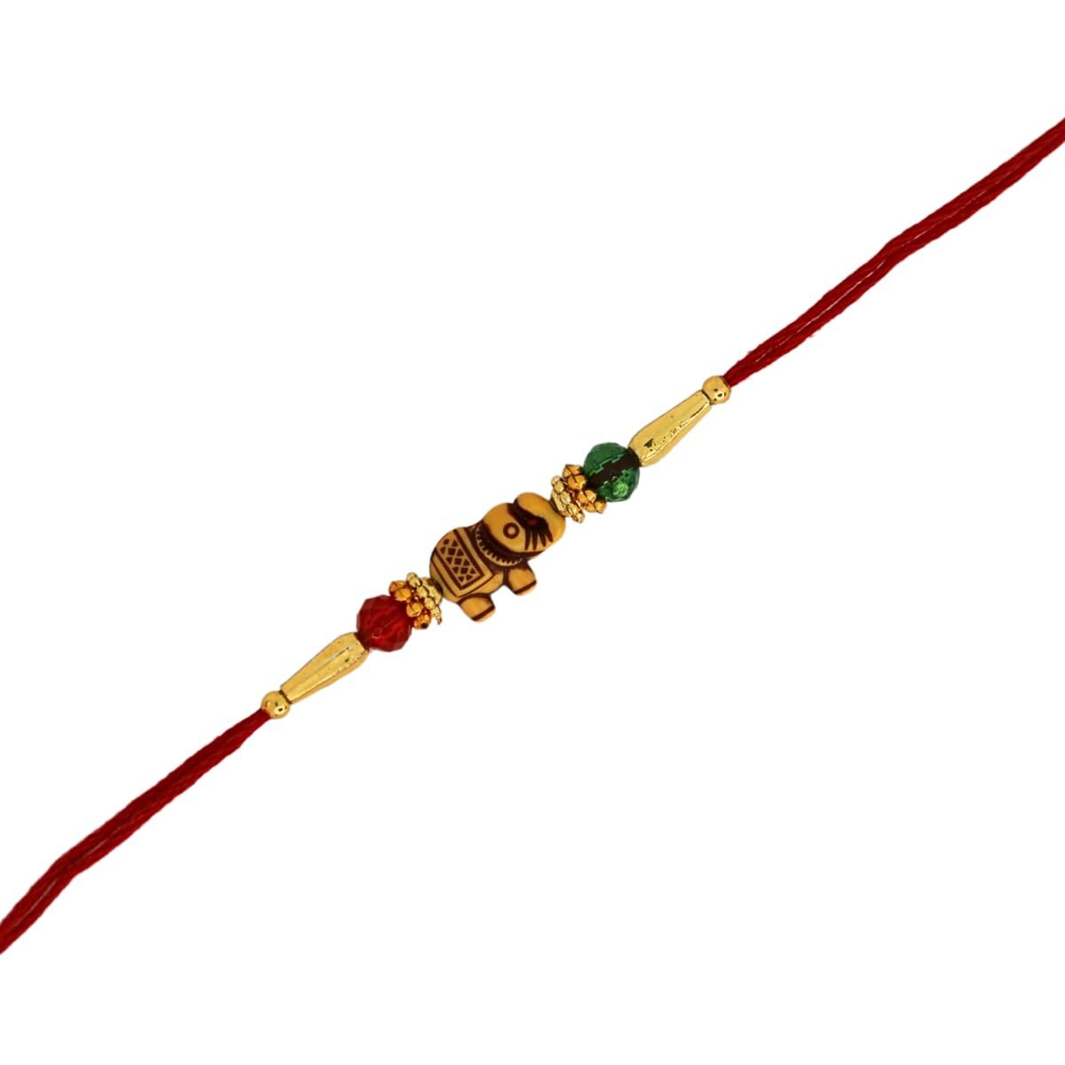 Jwella Handcrafted Elephant Rakhi With Quirky Card, Roli & Chawal | Traditional Rakhi Gift Combo For Brother | Pyare Bhai Rakhi Set