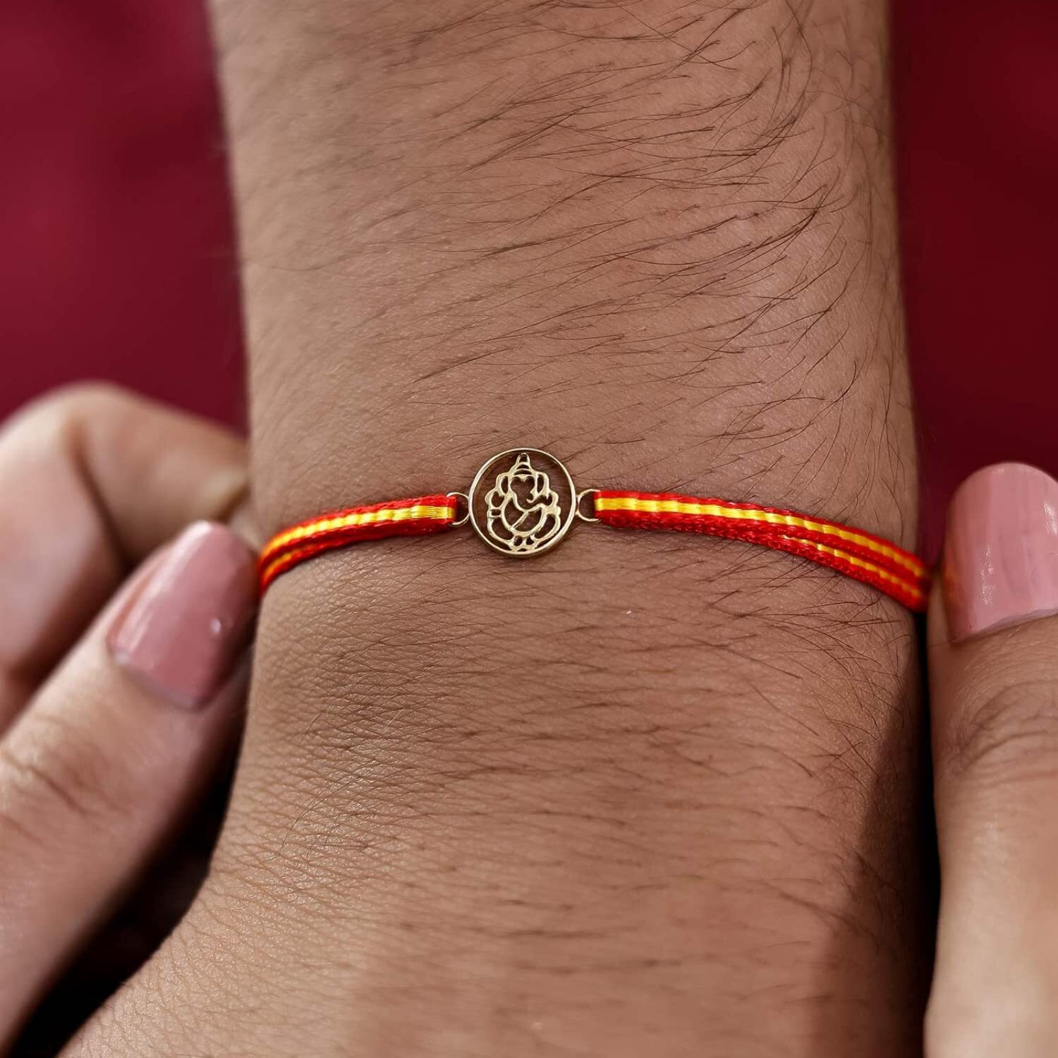 Kuberbox Ganesha 14K Gold Rakhi Bracelet For Men