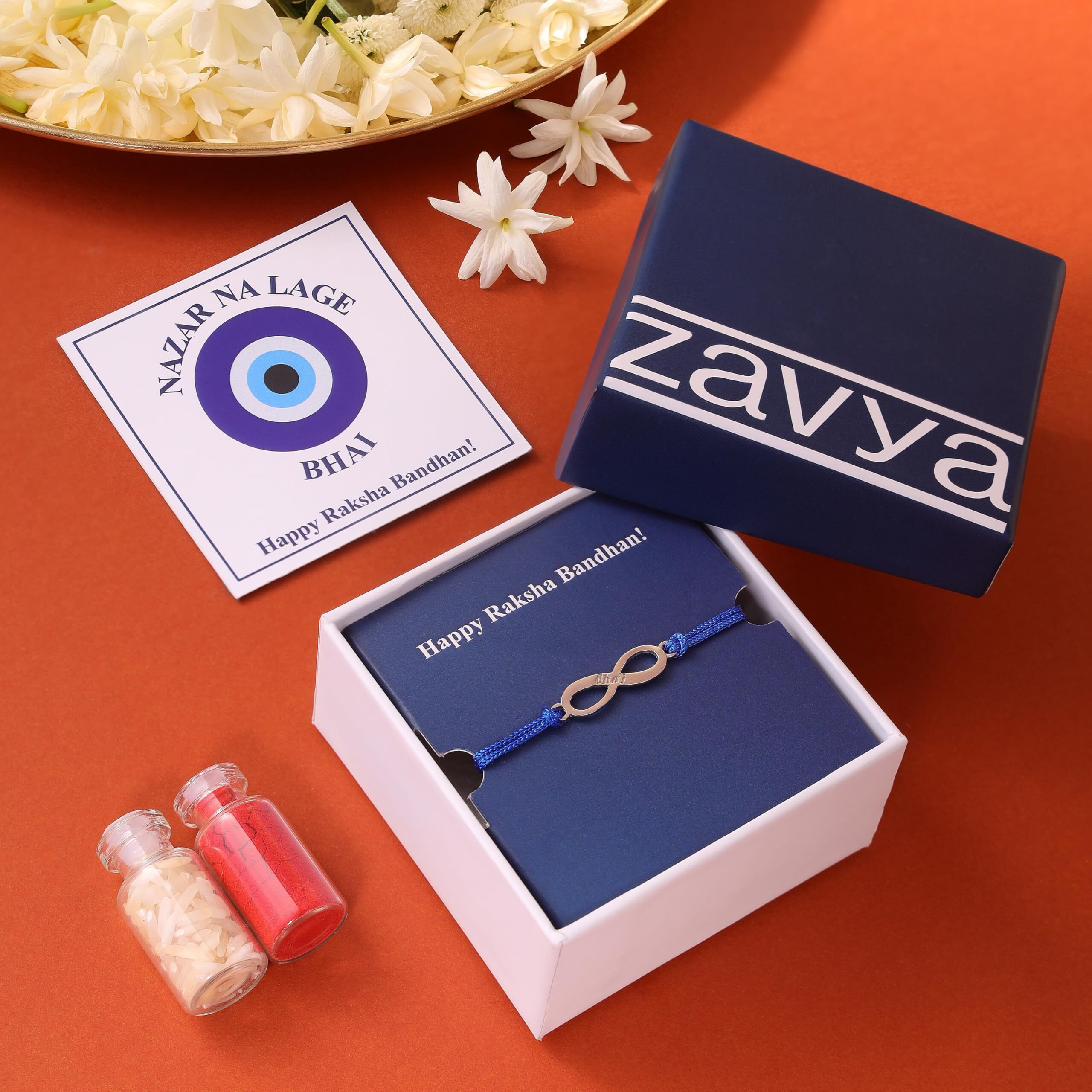 Zavya 925 Sterling Silver Bhai Minimal Rhodium Plating Silver Rakhi | Rakhi For Brother-Happy Rakshabandhan | With Certificate Of Authenticity And 925 Hallmark