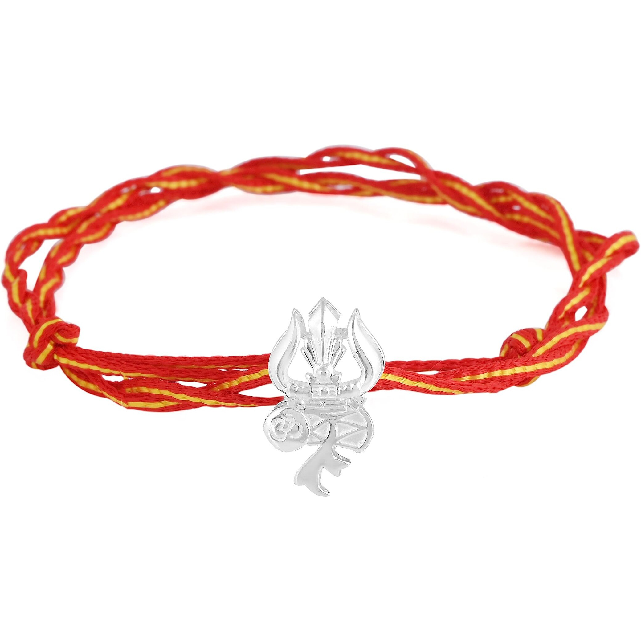 I Juels  Live The Emotions Pure Silver Trishul Silver Rakhi For Brother. 3-In-1 Silver Rakhi/Bracelet/Pendant For Men And Women.