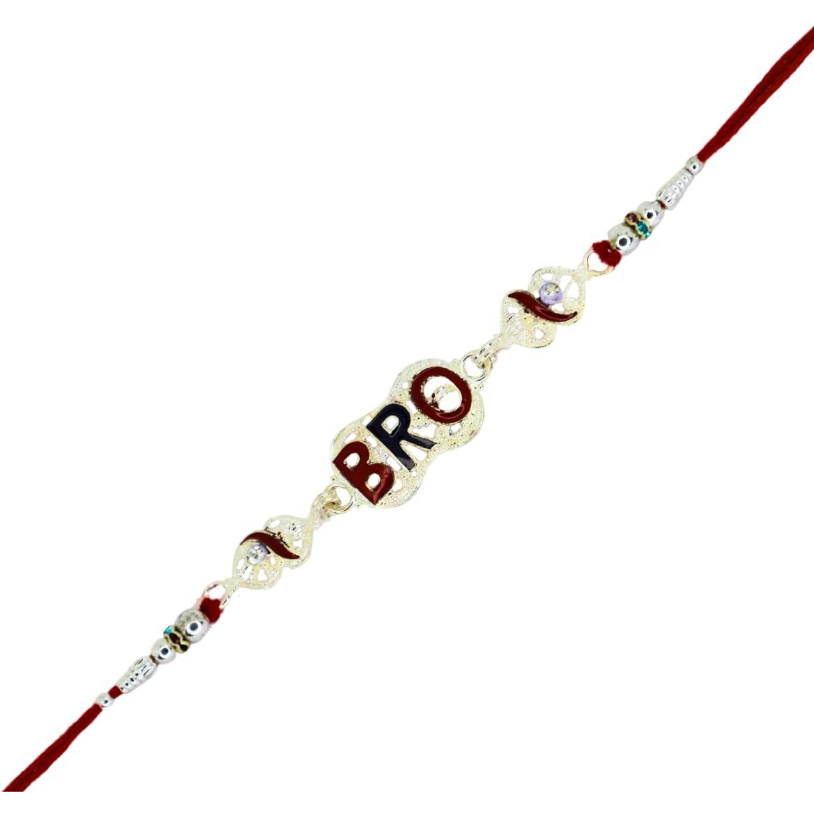 Jwella Bro Letter Rakhi With Quirky Raksha Bandhan Card,Kumkum & Decorative Pooja Thali (18Cm)| Funky Gift Combo For Brother | Rakhi Set For Pyare Bhai