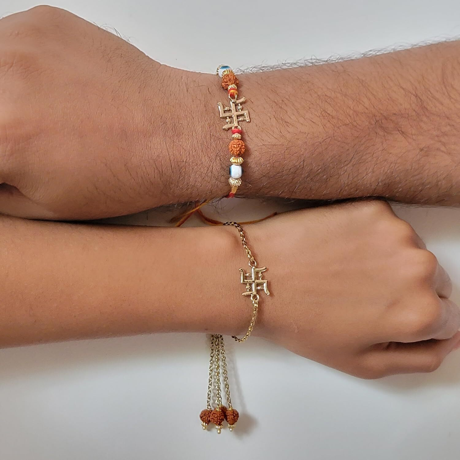 Mahi Combo Of Evil Eye, Swastik And Bal Hanuman Bhaiya Bhabhi Bhatija Rakhi (Rcolb1105568M)
