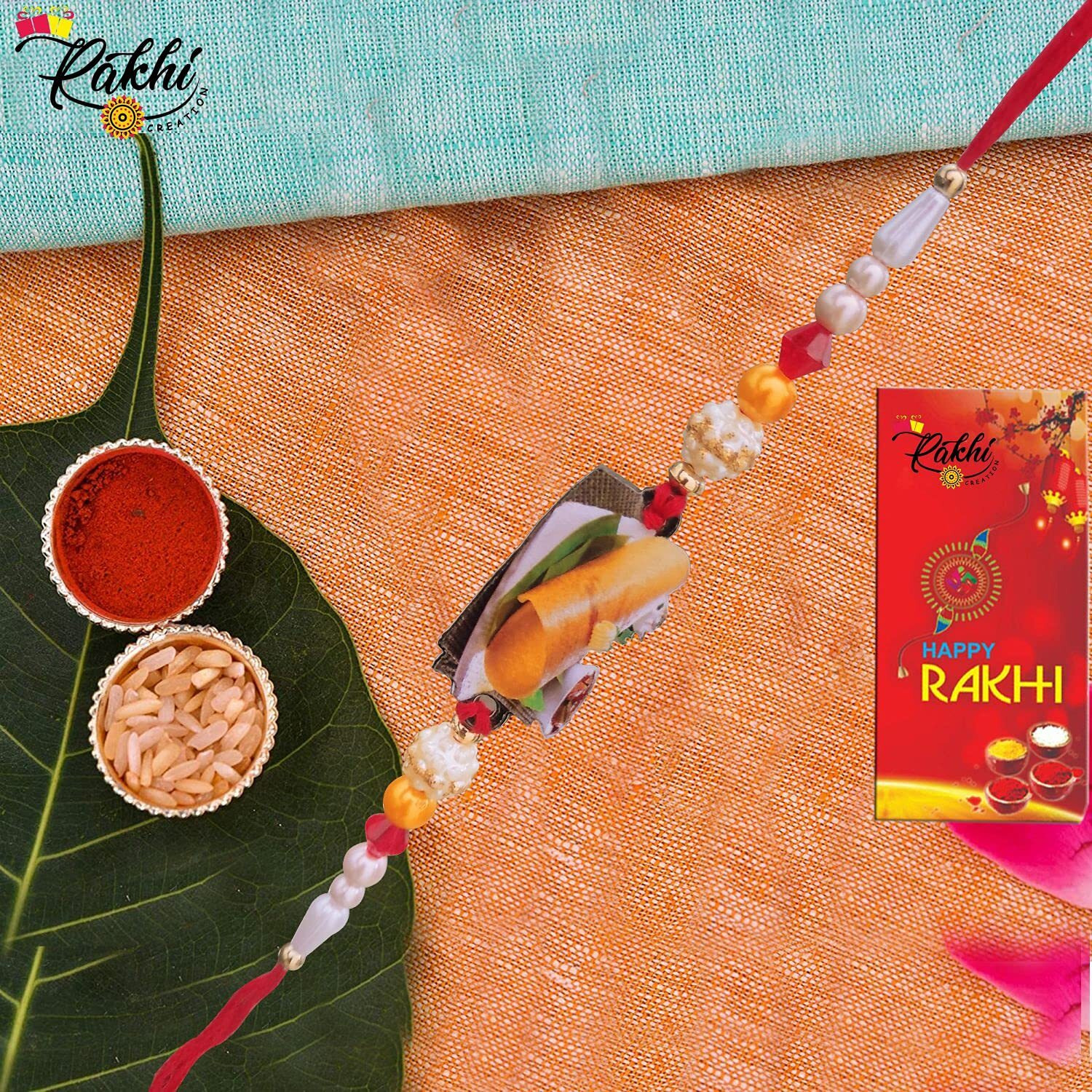Case Creation Brother Dosa Bracelet Rakhi With Happy Raksha Bandhan Greeting Card And Festivities Give Aways Pack (Set Of 2) Handcrafted Premium South Indian Bracelet Dosa Rakhi Funny Bracelet Rakhi