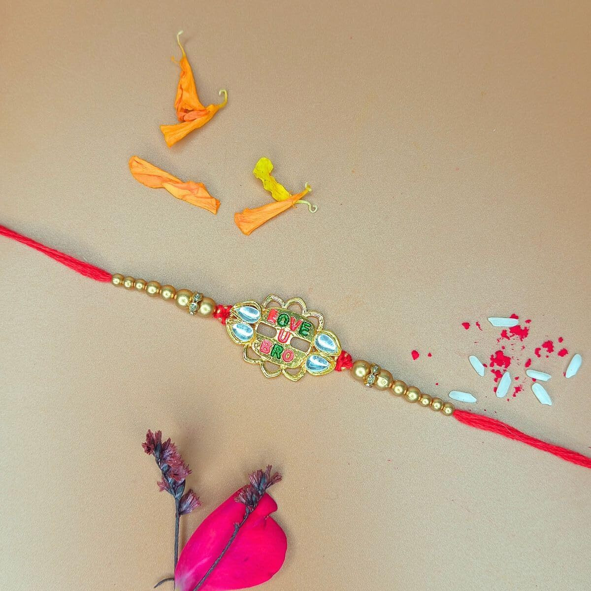 Jwella Love U Bro Rakhi With Funny Raksha Bandhan Card, Roli & Chawal | Quirky Gift Combo For Brother | Rakhi Set For Pyare Bhai