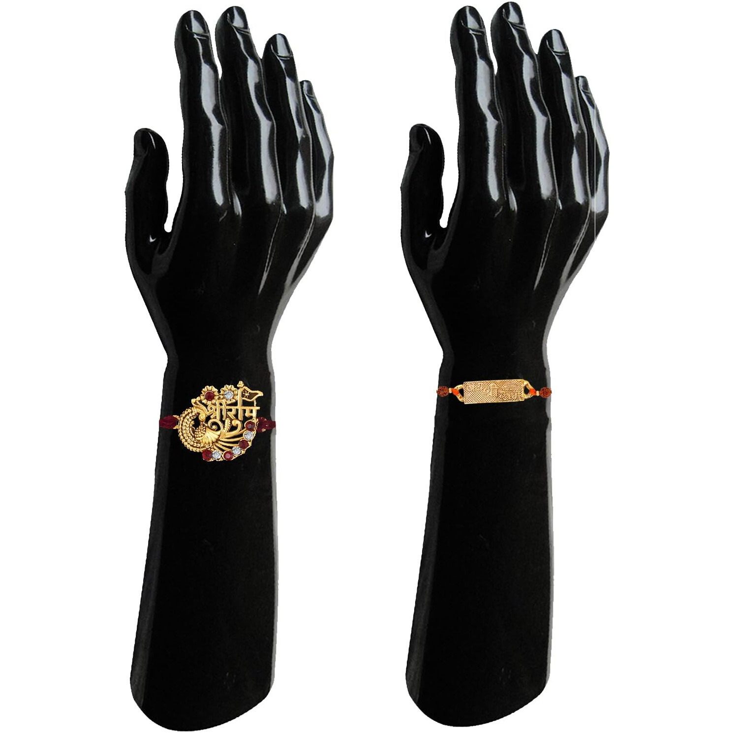 Mahi Gold Plated Combo Of 2 Jay Shree Ram Rakhi For Brother, Bhai, Bro (Rco1105736G)