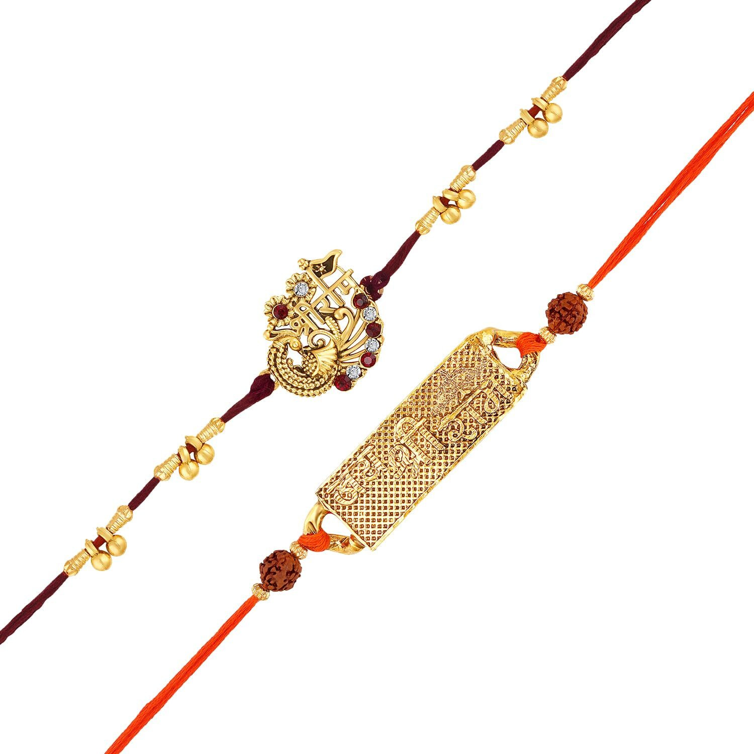 Mahi Gold Plated Combo Of 2 Jay Shree Ram Rakhi For Brother, Bhai, Bro (Rco1105736G)