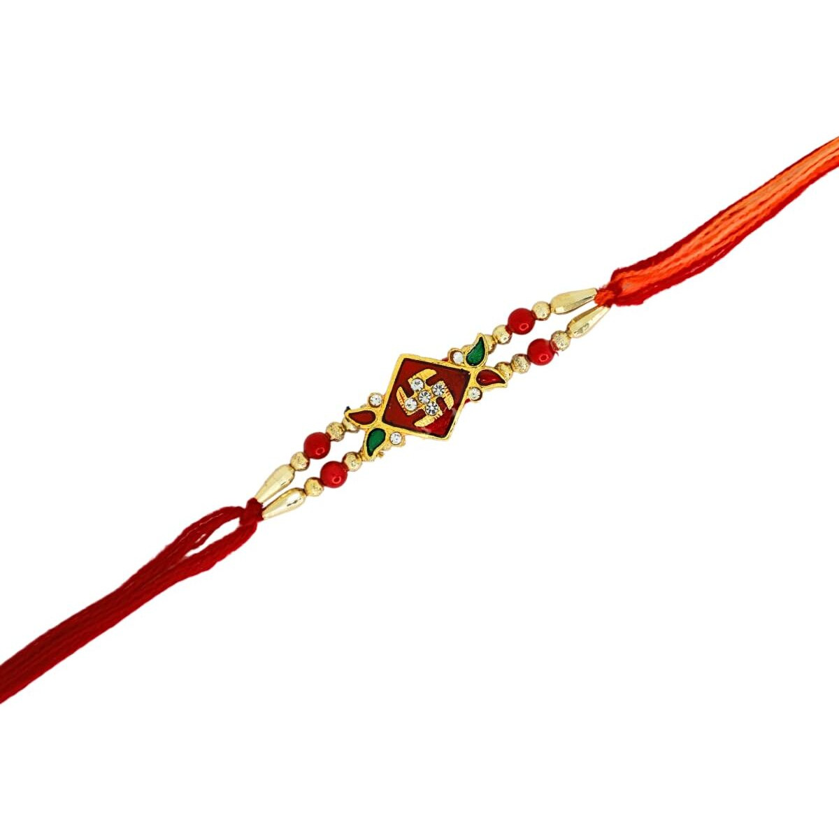 Jwella Swastik Rakhi With Quirky Raksha Bandhan Card, Roli & Chawal Pack Of 3 | Traditional Rakhi Combo For Brother