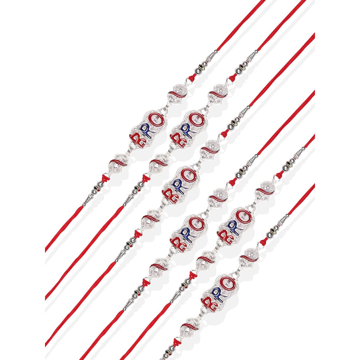 Accessher Mens Presents Traditional Quirky Bro Rakhi For Brother| Pack Of 6 | Includes Roli Kumkum Packets & Happy Rakshabandhan Card | Rakhi Gift For Brother