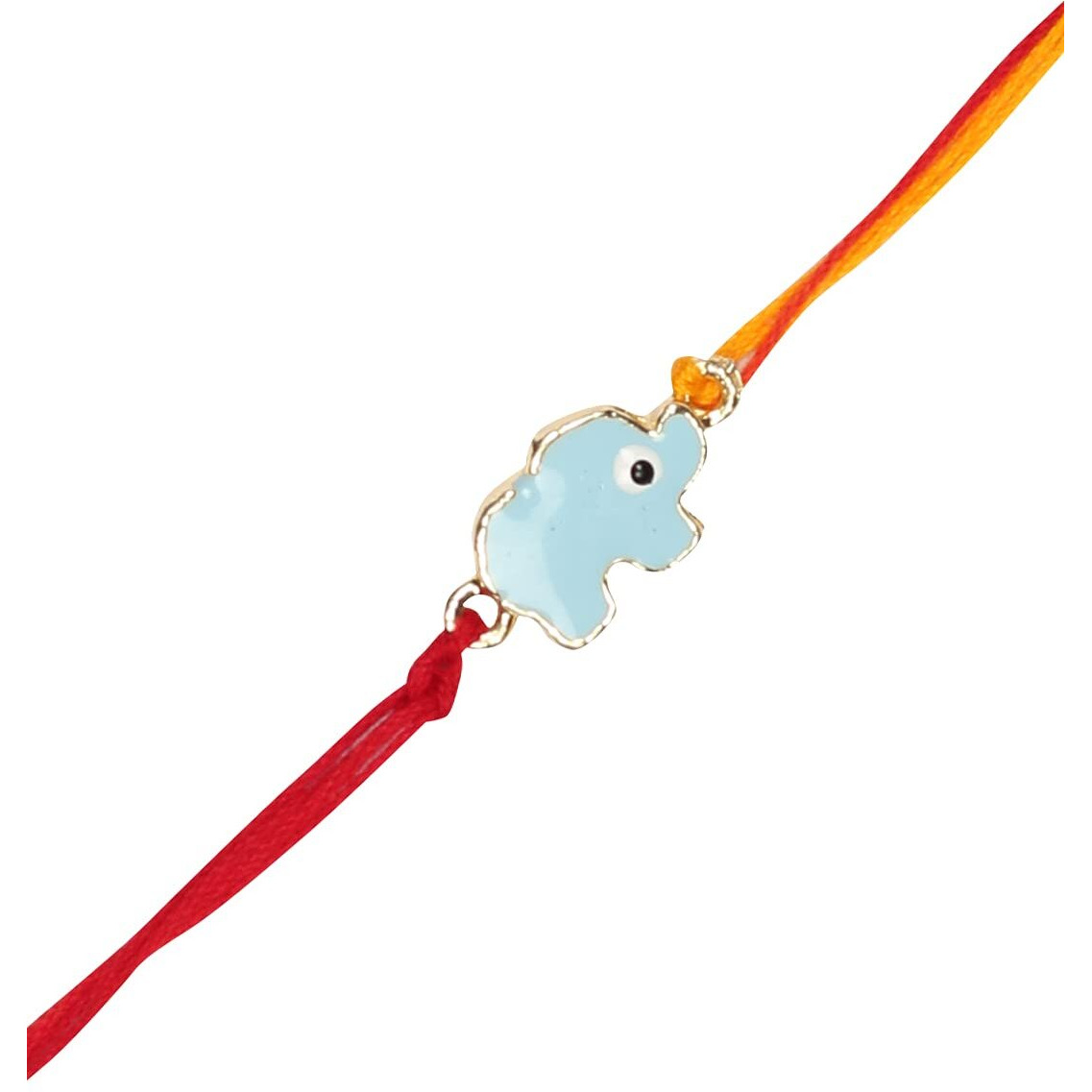 Accessher Elegant Blue Enamel Elephant Design Rakhi For Brother | Kids Rakhi With Roli Kumkum Packets & Happy Raksha Bandhan Card | Rakhi For Kids & Gifting