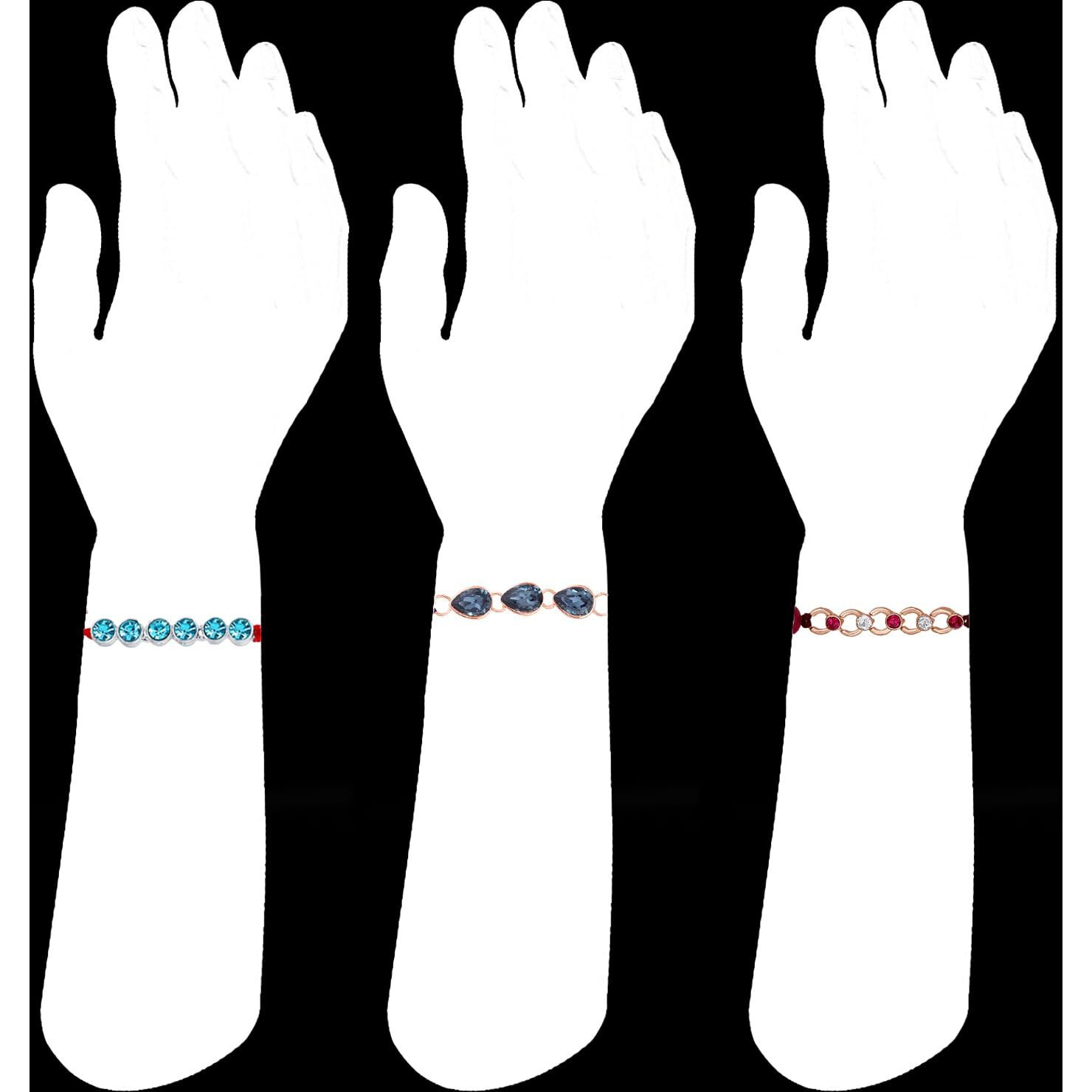 Mahi Combo Of 3 Simple And Elegant Rakhis With Multicolor Crystals For Bhaiya (Rco1105536M)