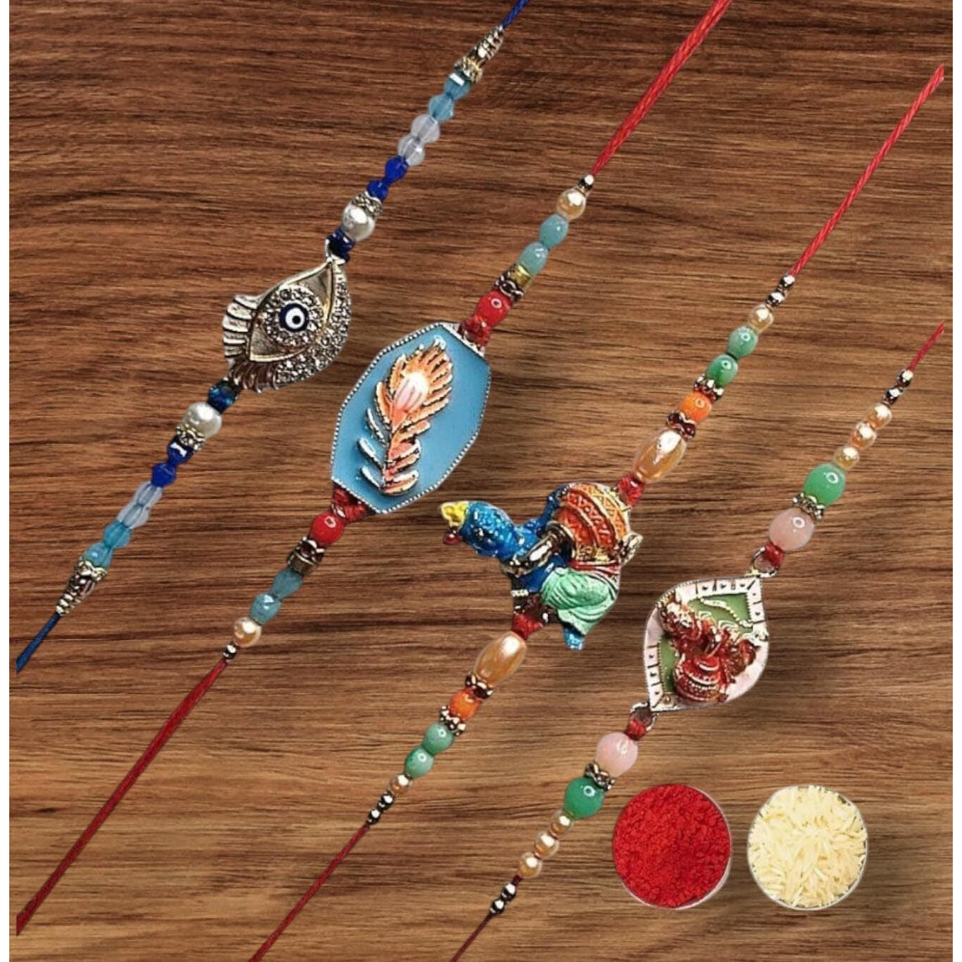 Partish Rakhi For Brother L Rakhabandhan Rakhi With Roli Tilak (Pack Of 4)