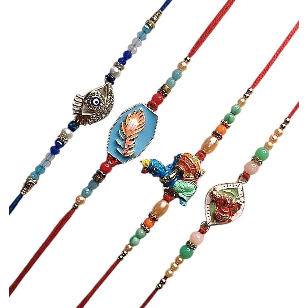 Partish Rakhi For Brother L Rakhabandhan Rakhi With Roli Tilak (Pack Of 4)