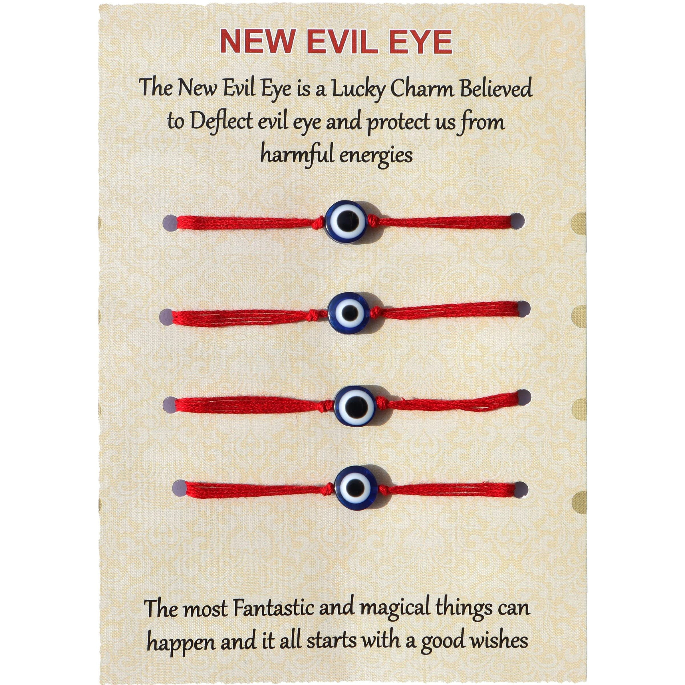 Alaukik Handmade Evil Eye Rakhi Protect From Negative Energy Unisex Evil Eye Rakhi With Beads Handmade Rakhi For Brother/Sister Set Of 4