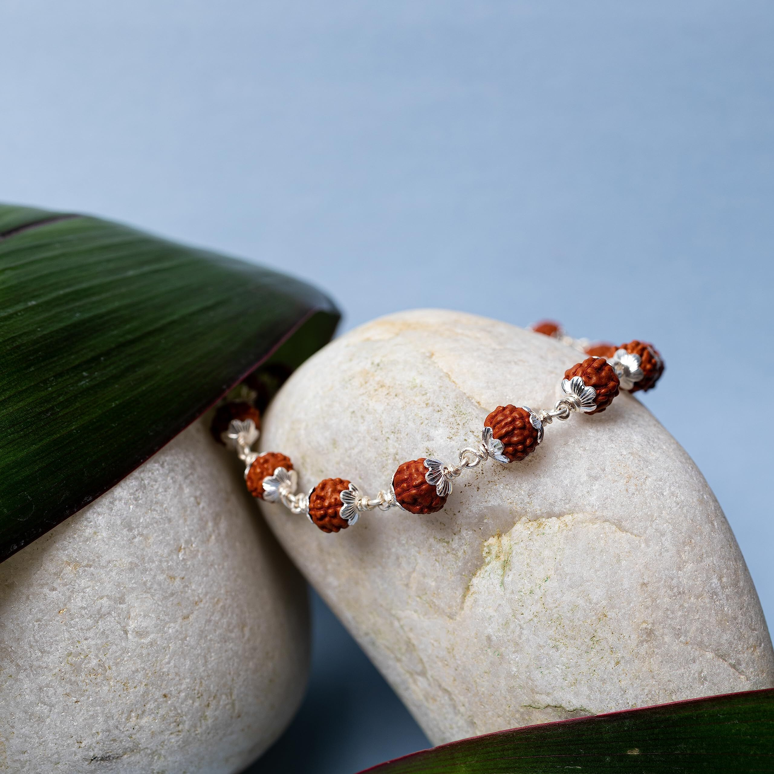 Hem Jewels Pure Silver Rudraksh Rakhi For Brother | Rudaksh Bracelet For Boys And Men | Classic Rudraksh Rakhi (Hjrkh-61)