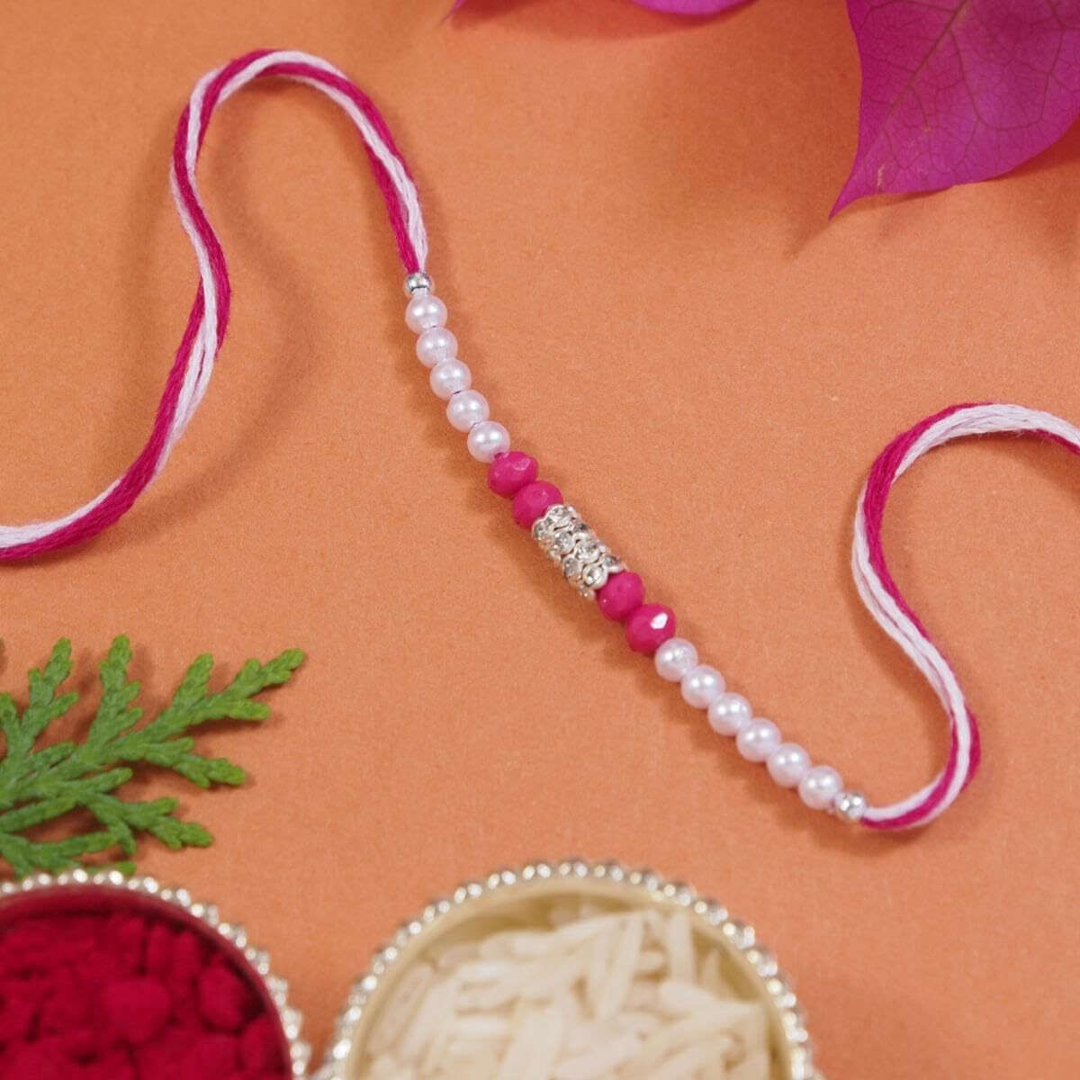 I Jewels Boys Designer Pearl Combo Rakhi With Roli Chawal & Rakshabandhan Card For Bro/Brother/Bhai (R223R-Pi-Y) (Set Of 3)