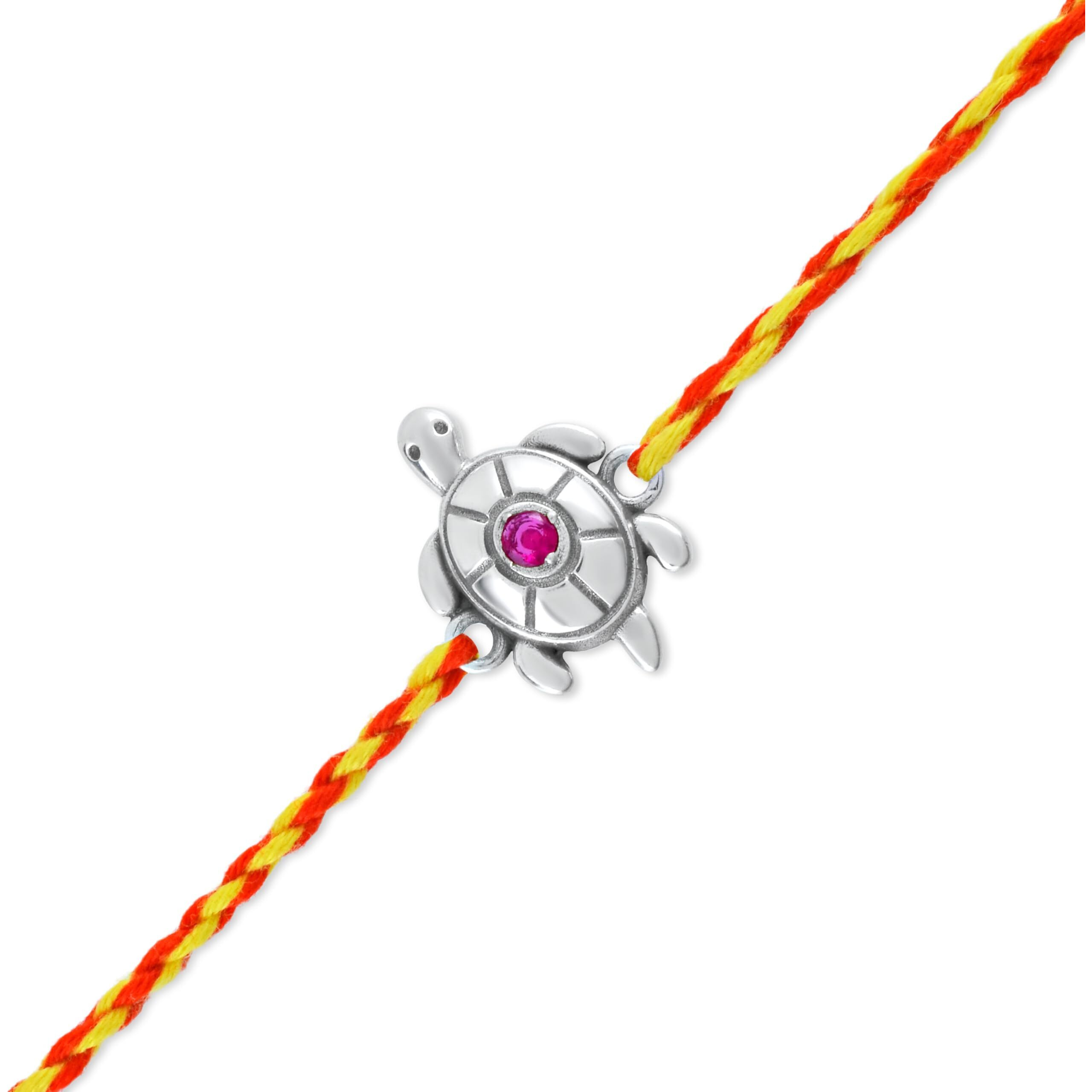 I Juels  Live The Emotions 925 Silver Lucky Tortoise Rakhi| Silver Rakhi For Brother | Gift For Men & Boys I With Roli Chawal And Certificate Of Authenticity.
