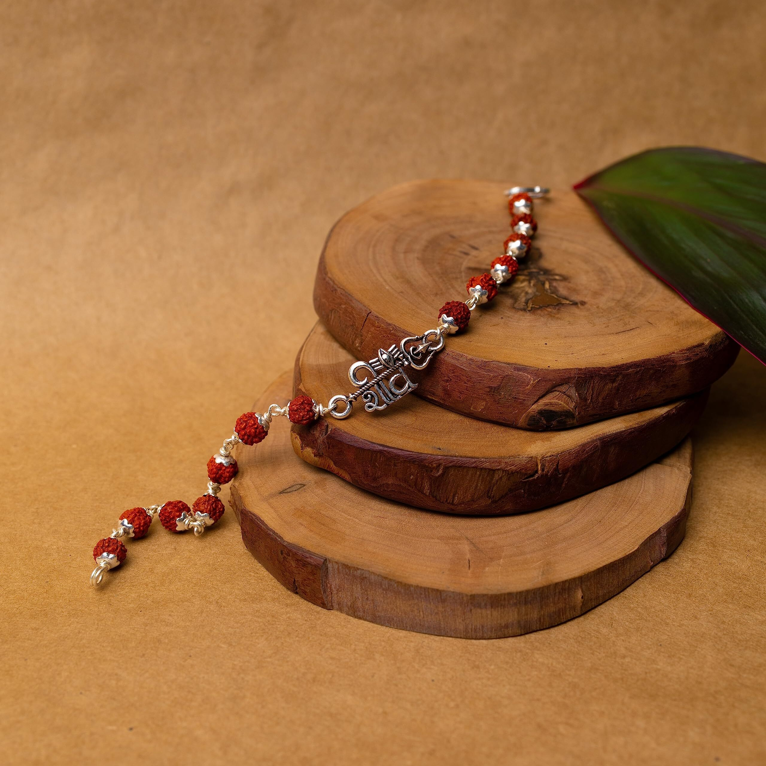 Hem Jewels Pure Silver Rudraksha Rakhi For Brother | Silver Bracelet For Boys And Men | Natural 5 Mukhi Rudraksh | Design Shiv Shakti (Hjrkh-99)