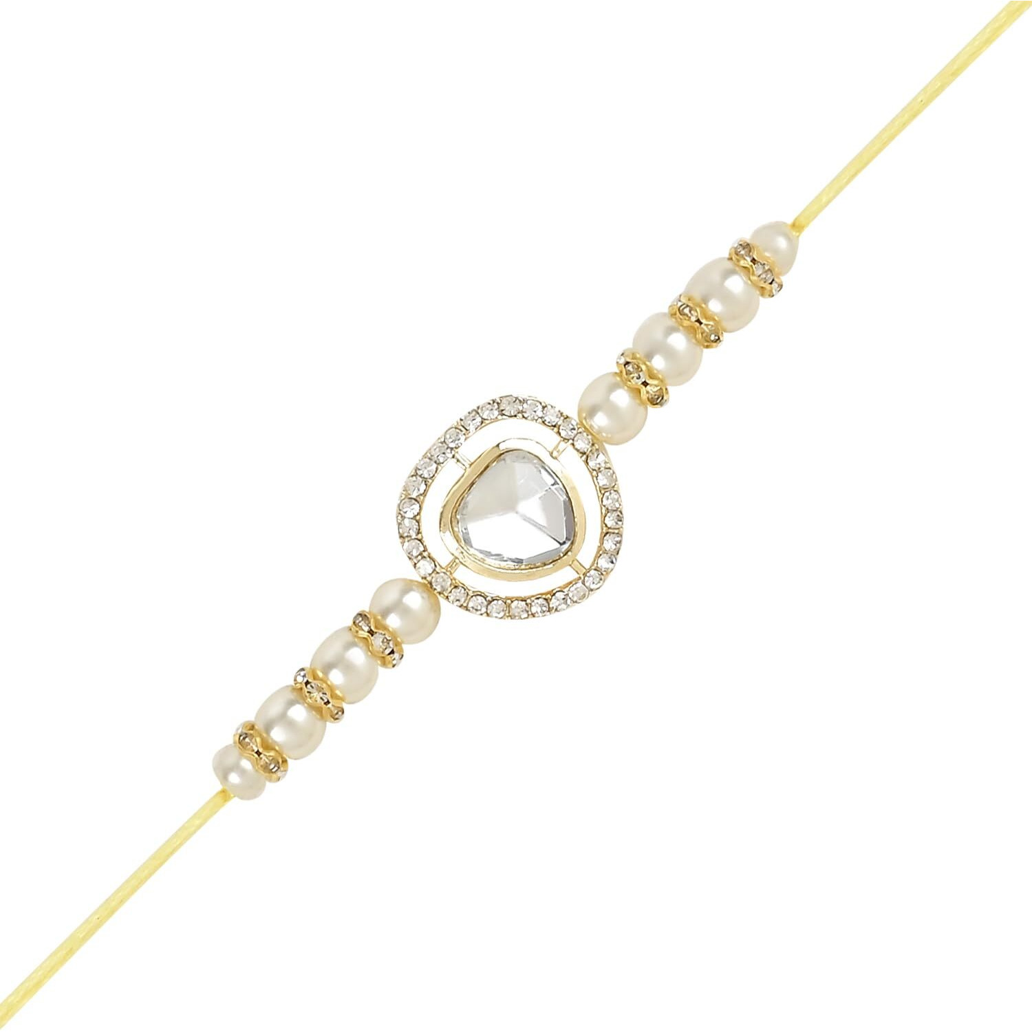 I Jewels Rakshabandhan Special Stones Studded Rakhi With Roli Chawal For Bhaiya/Brother/Bro/Men (R123W)