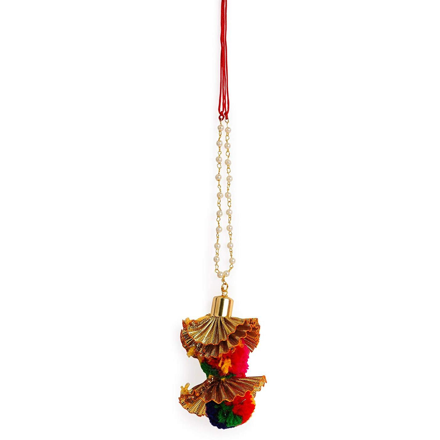 Accessher Mens Traditional Elegant Red Ruby Stones Bhaiyya Bhabhi Rakhi For Beloved Brother Pack Of 1 With Roli Kumkum Packets And Happy Rakshabandhan Card