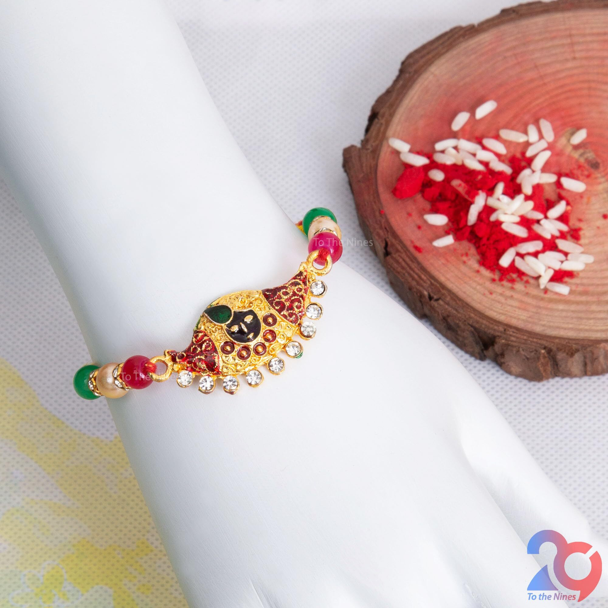 To The Nines Krishna Rakhi For Brother With Tilak Material And Greeting Card - Pack Of 4 Rakhi