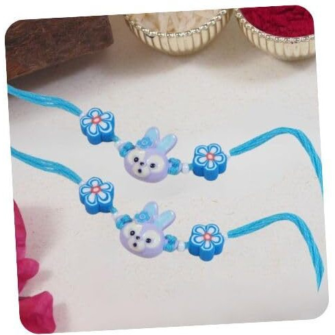 I Jewels Fancy Cartoon Kids Rakhi With Roli Chawal & Rakshabandhan Card For Brother/Bro/Bhai (R203-2)(Set Of 2)