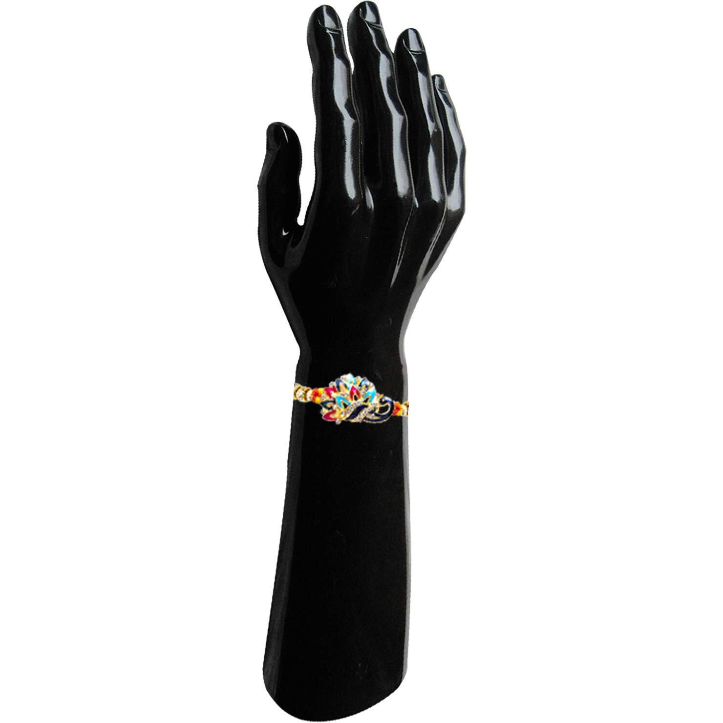 Mahi Combo Of Lumba And Brother Rakhi Pair For Bhaiya And Bhabhi With Crystal And Cubic Zirconia (Cz) (Rcol1105572M)