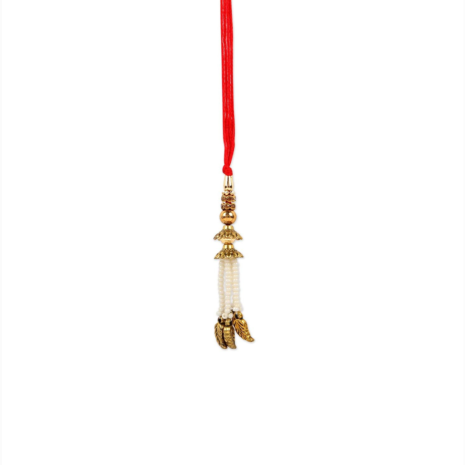 Accessher Mens Traditional Gold Plated Bhaiyya Bhabhi Pearl Lumba Rakhi For Beloved Brother Set Of 2 With Roli Kumkum Packets And Happy Rakshabandhan Card