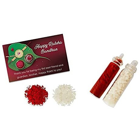 Kartik Fabric Multicolour Rakhi For Bhaiya And Bhabhi With Roli And Chawal -Set Of 6 Piece