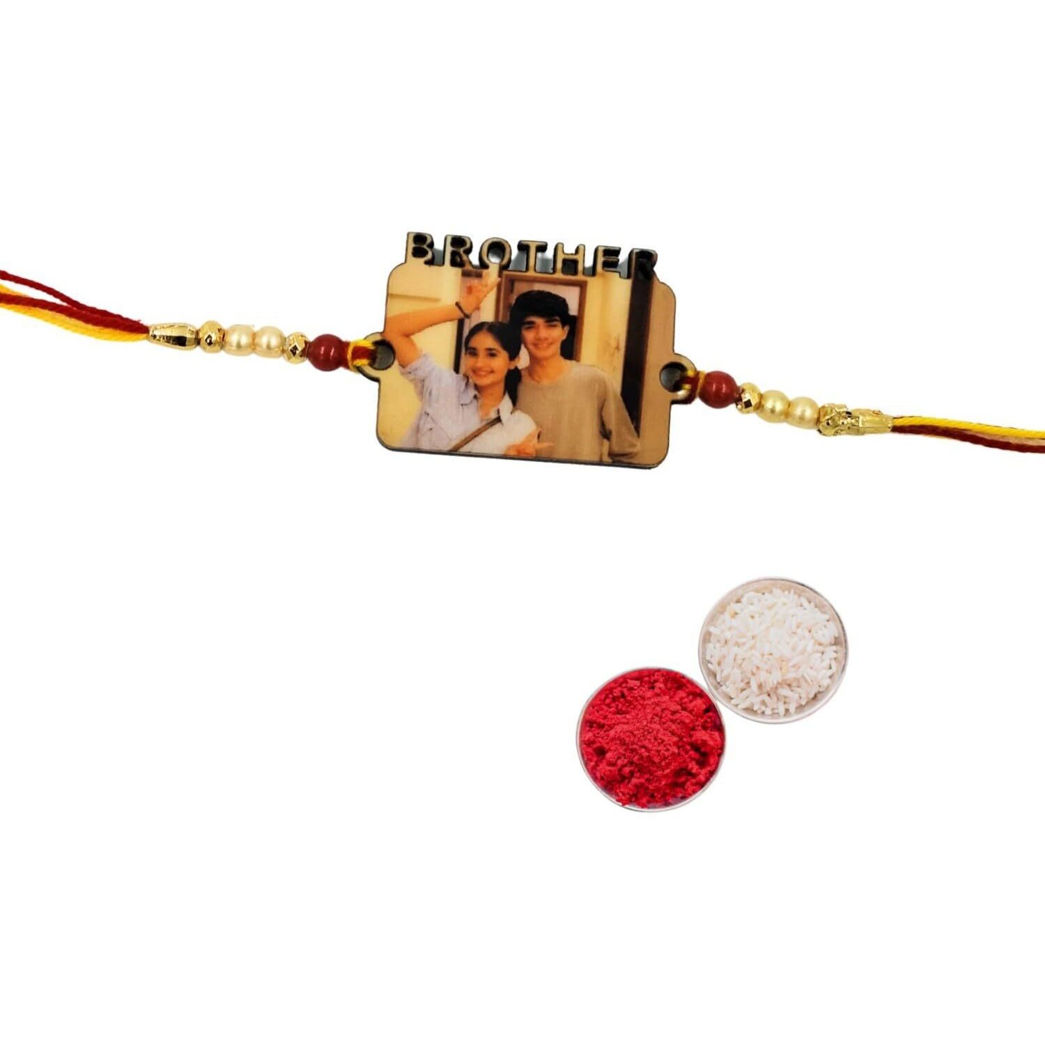 Thewhoop Personalized/Customised Brother Cut Rakhi For Brothers/Sister Print Your Photo Or Name Best Gift For Brother & Rakshabandhan (Brother-Cut, 2)