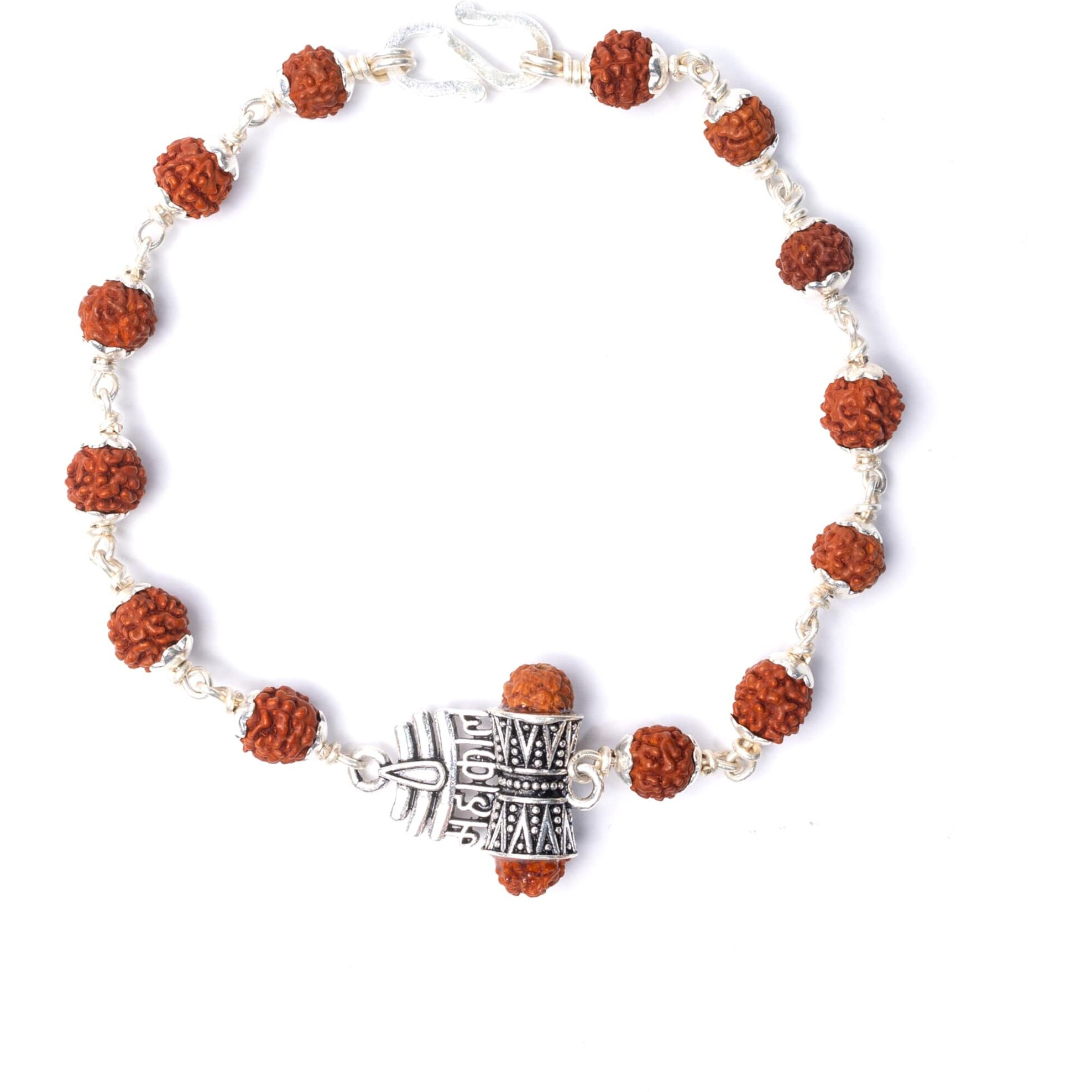 Hem Jewels Pure Silver Rudraksh Rakhi For Brother | Silver Bracelet For Boys And Men | Bracelet Rakhi | Design Mahakaal With Third Eyel Motif (Hj_Rkh53)